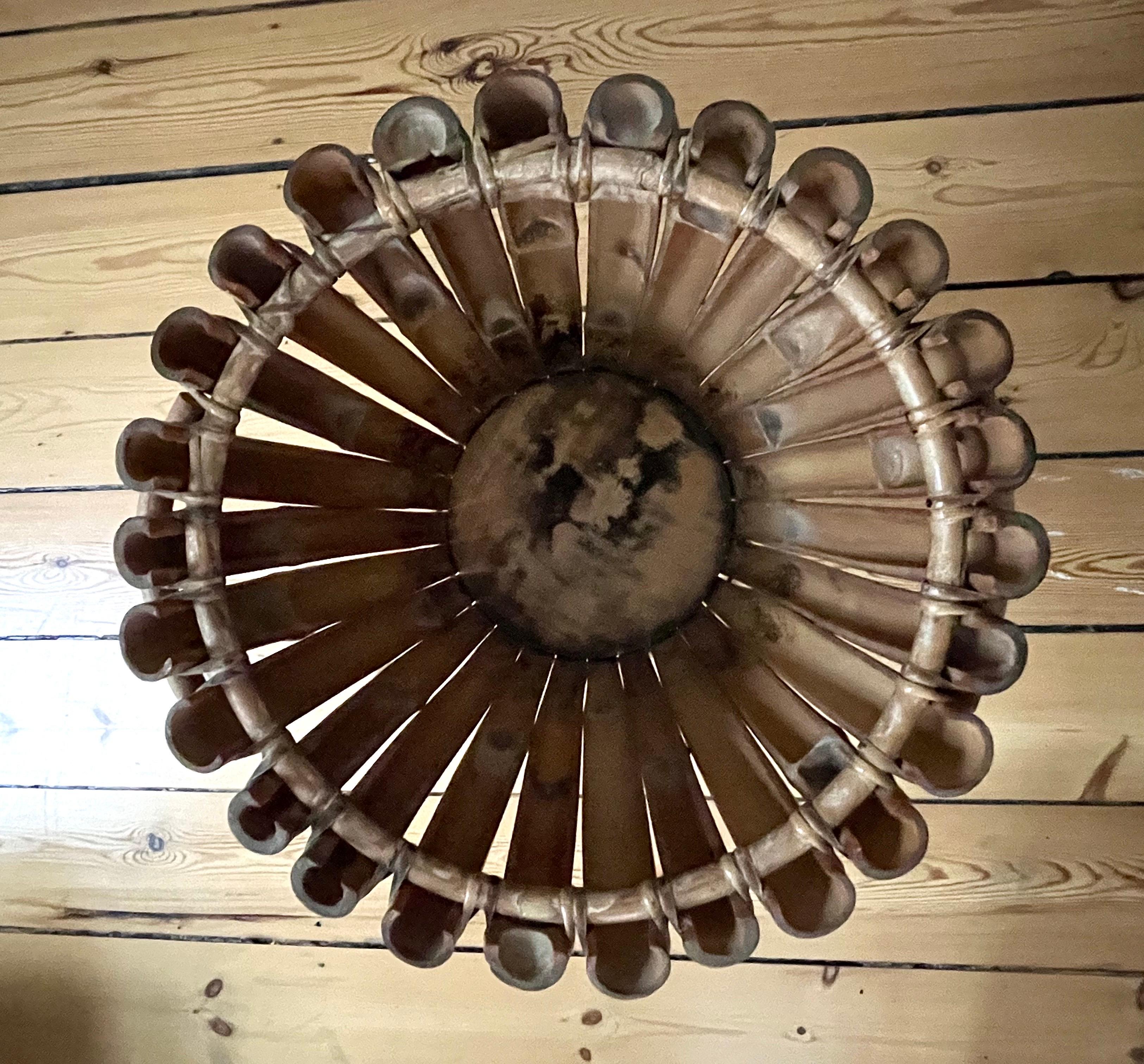 Piantana alta in bambù e teak fatta a mano della metà del secolo scorso, anni '40 in vendita 4