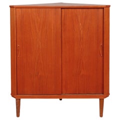 Tall Mid Century Teak Corner Cabinet