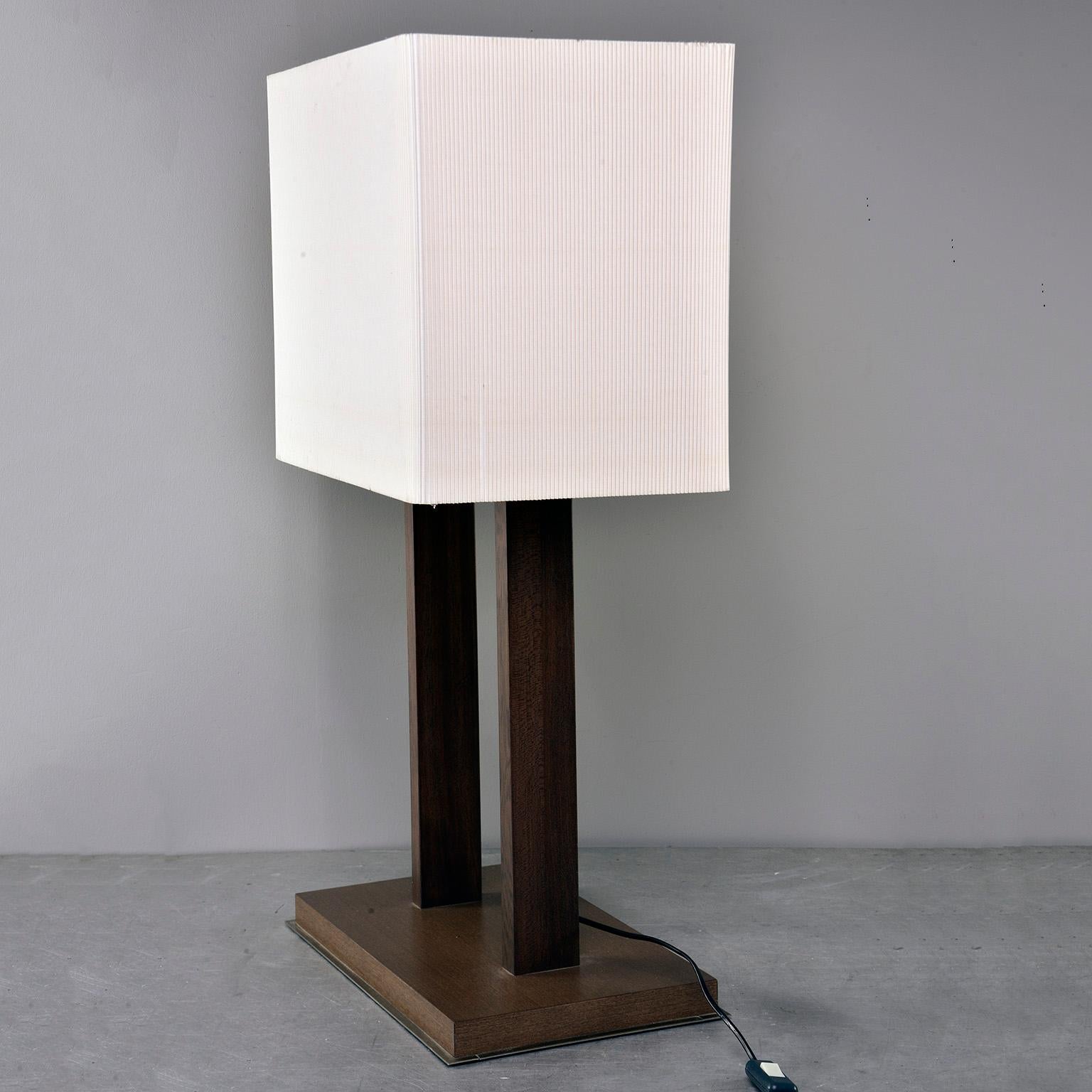 Mid-Century Modern Tall Midcentury Walnut Base Lamp with Tightly Pleated Shade For Sale