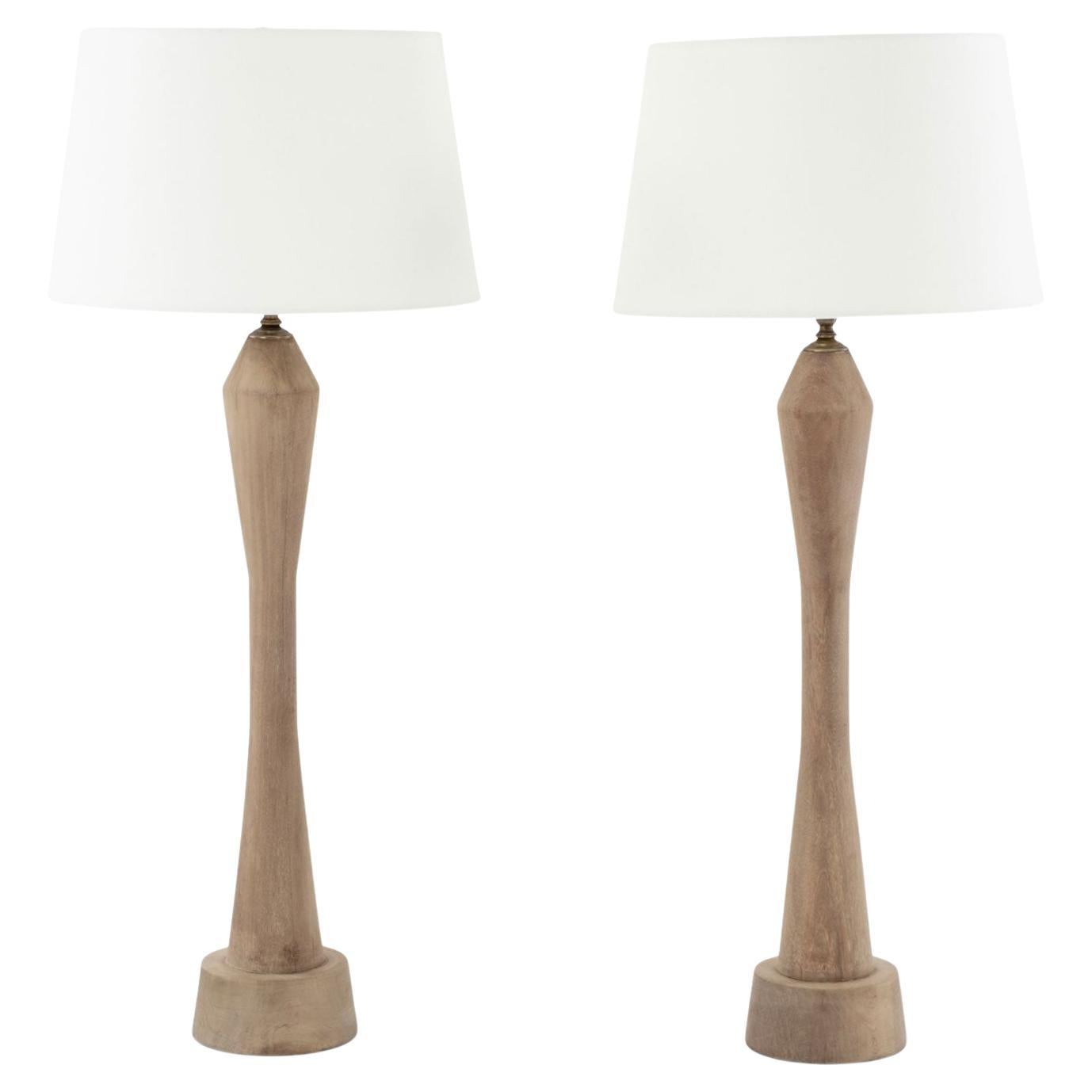 Tall Mid-Century Walnut Lamps