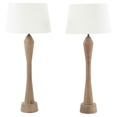 Tall Mid-Century Walnut Lamps