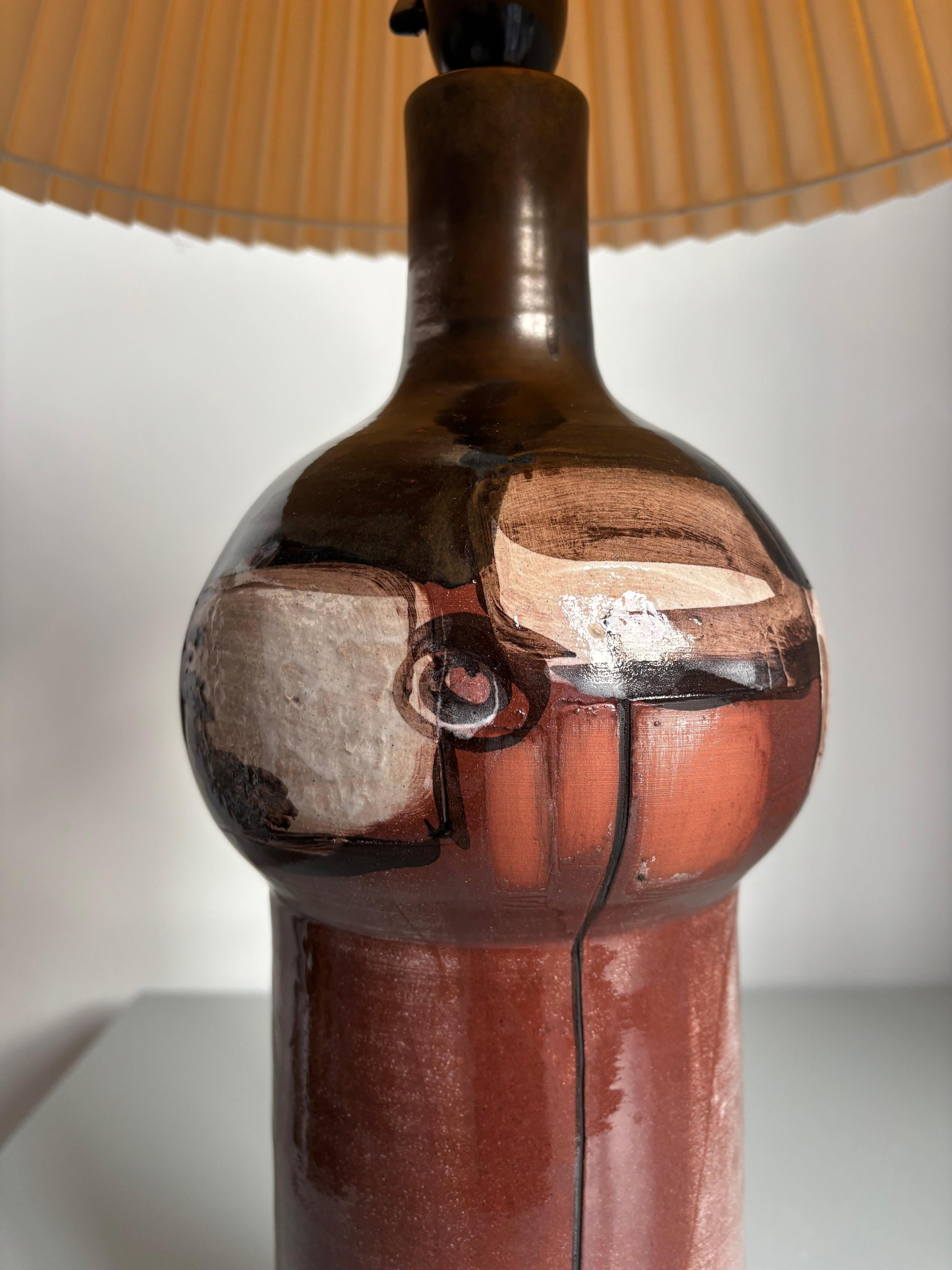 Mid-Century Modern Tall Midcentury Abstract Decor Ceramic Lamp, 1960s For Sale
