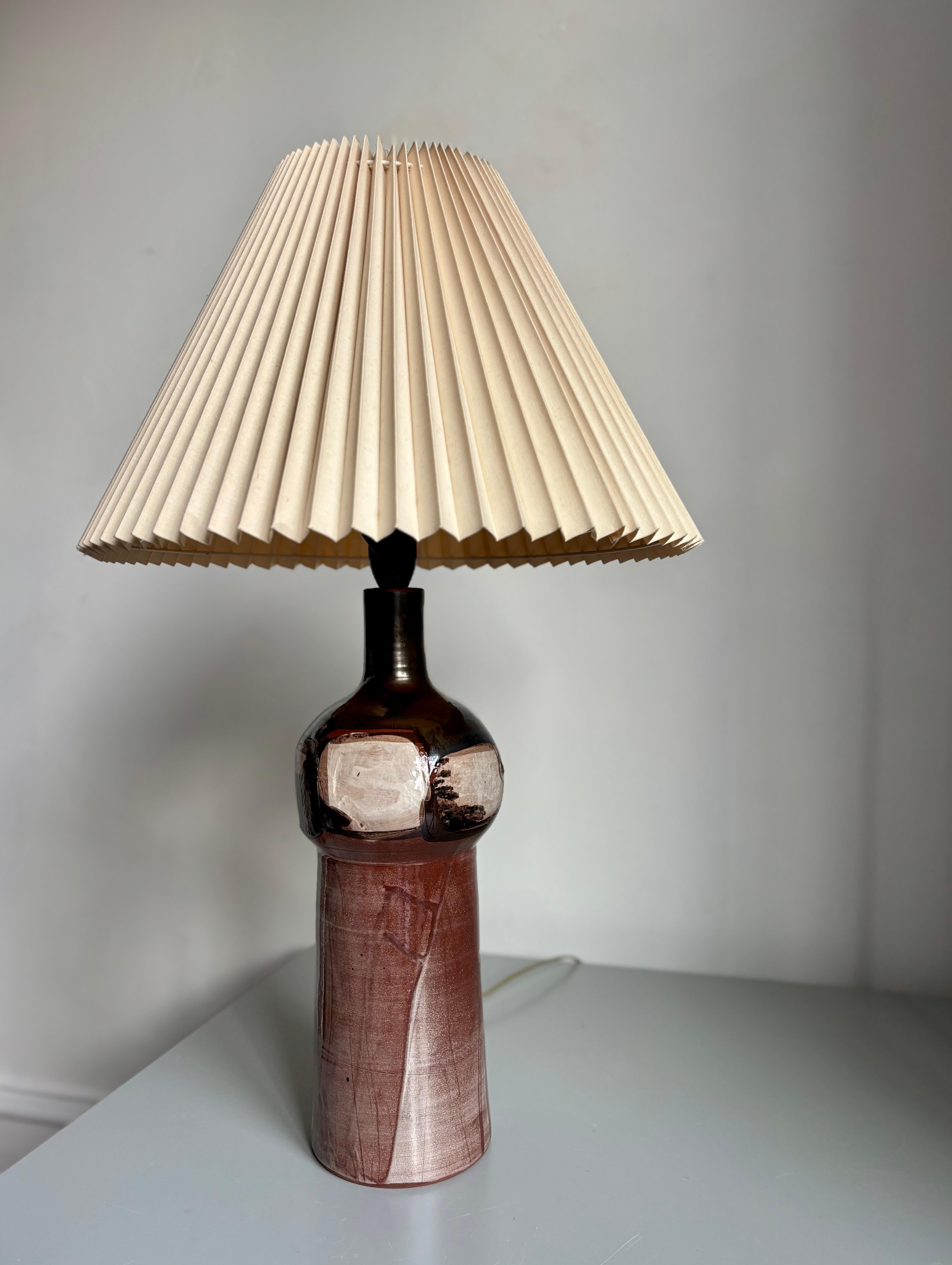 20th Century Tall Midcentury Abstract Decor Ceramic Lamp, 1960s For Sale