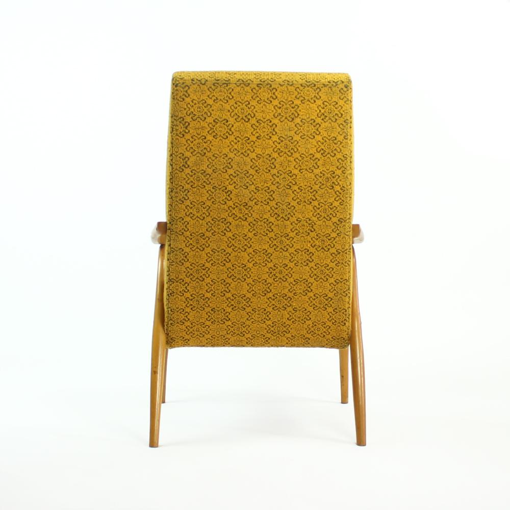 Tall Midcentury Armchairs by TON in Original Yellow Fabric, Czechoslovakia 1960s For Sale 5