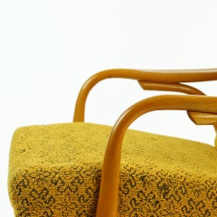 Tall Midcentury Armchairs by TON in Original Yellow Fabric, Czechoslovakia 1960s