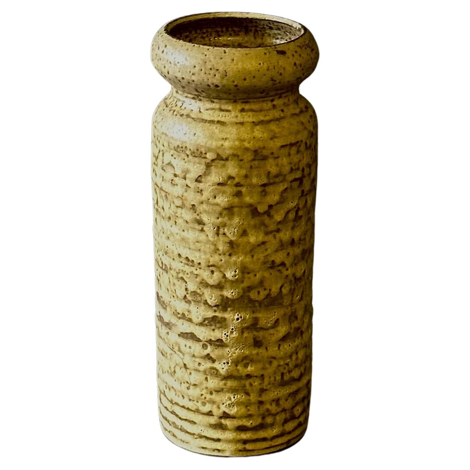 Tall Mid-Century Belgian Ceramic Vase with Yellow Glaze For Sale