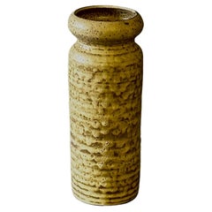 Retro Tall Mid-Century Belgian Ceramic Vase with Yellow Glaze