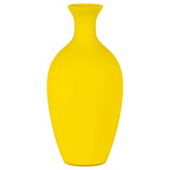 Tall Midcentury Cenedese Daffodil Yellow Murano Glass Vase