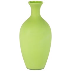 Tall Midcentury Cenedese Murano Glass Green Vase