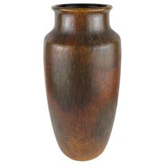 Tall Midcentury Ceramic Flower Vase, Green and Brown Hues