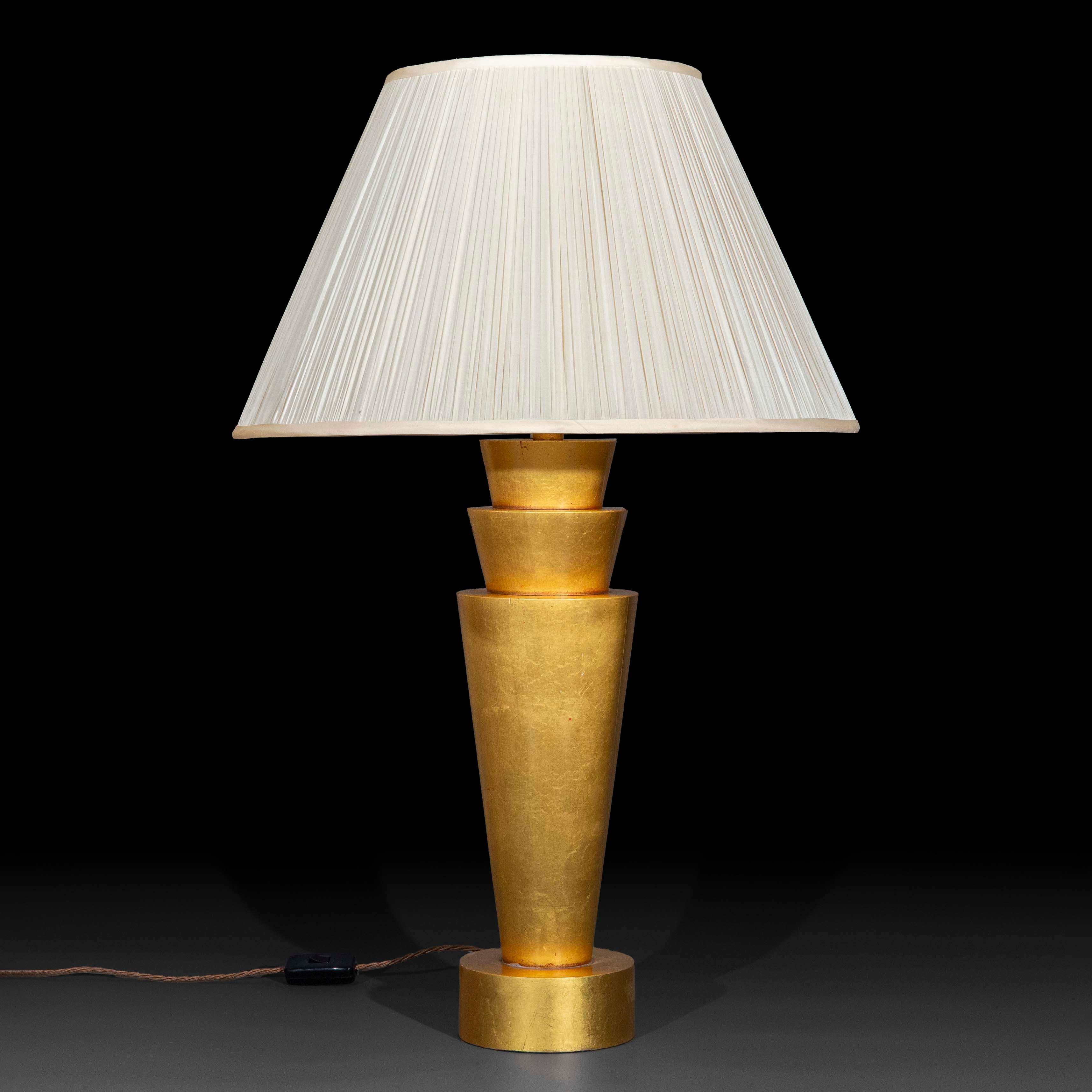 Art Deco Gold Leaf Table Lamp For Sale