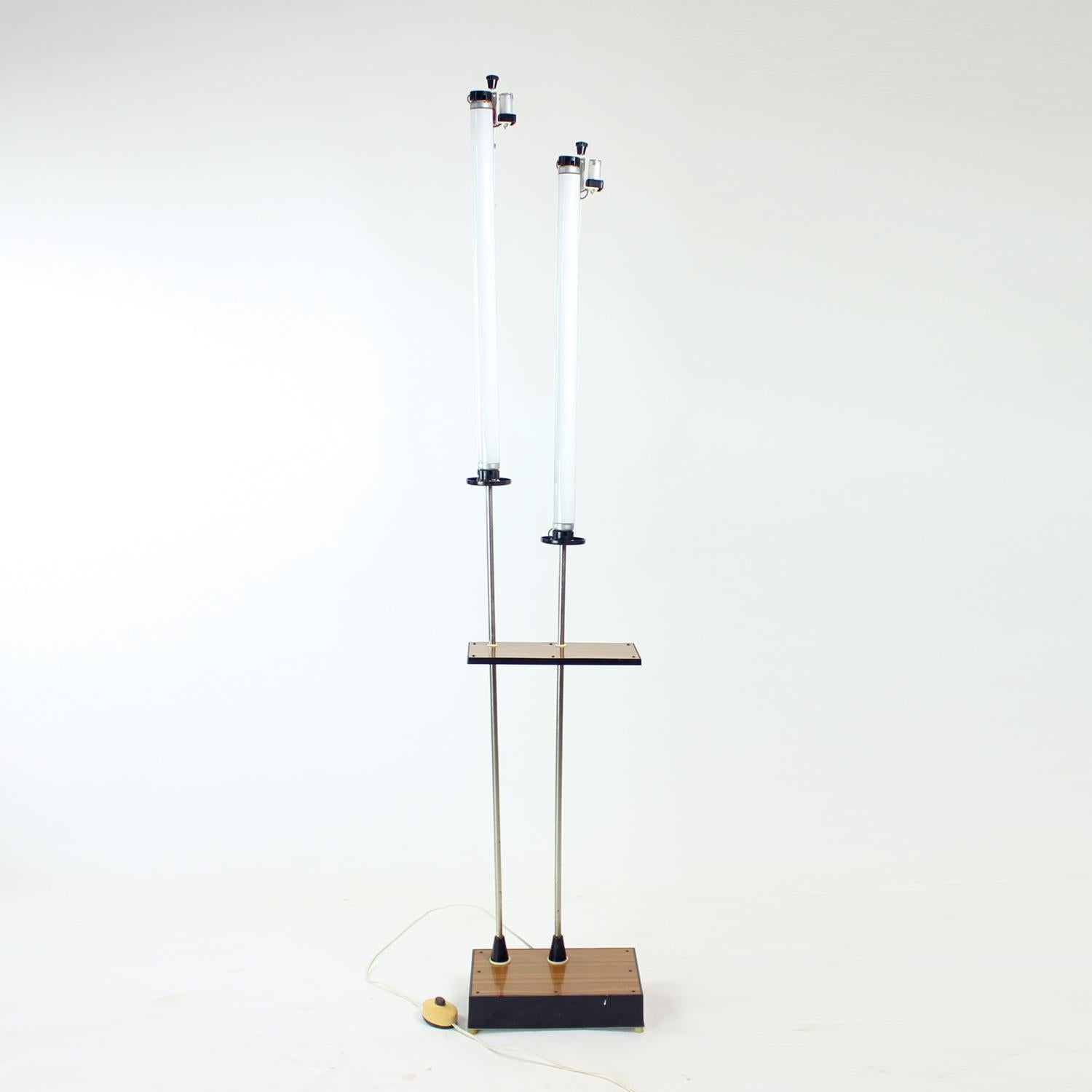 Industrial Tall Midcentury Freestanding Light With Neon Lights, Soviet Russian Circa 1960s