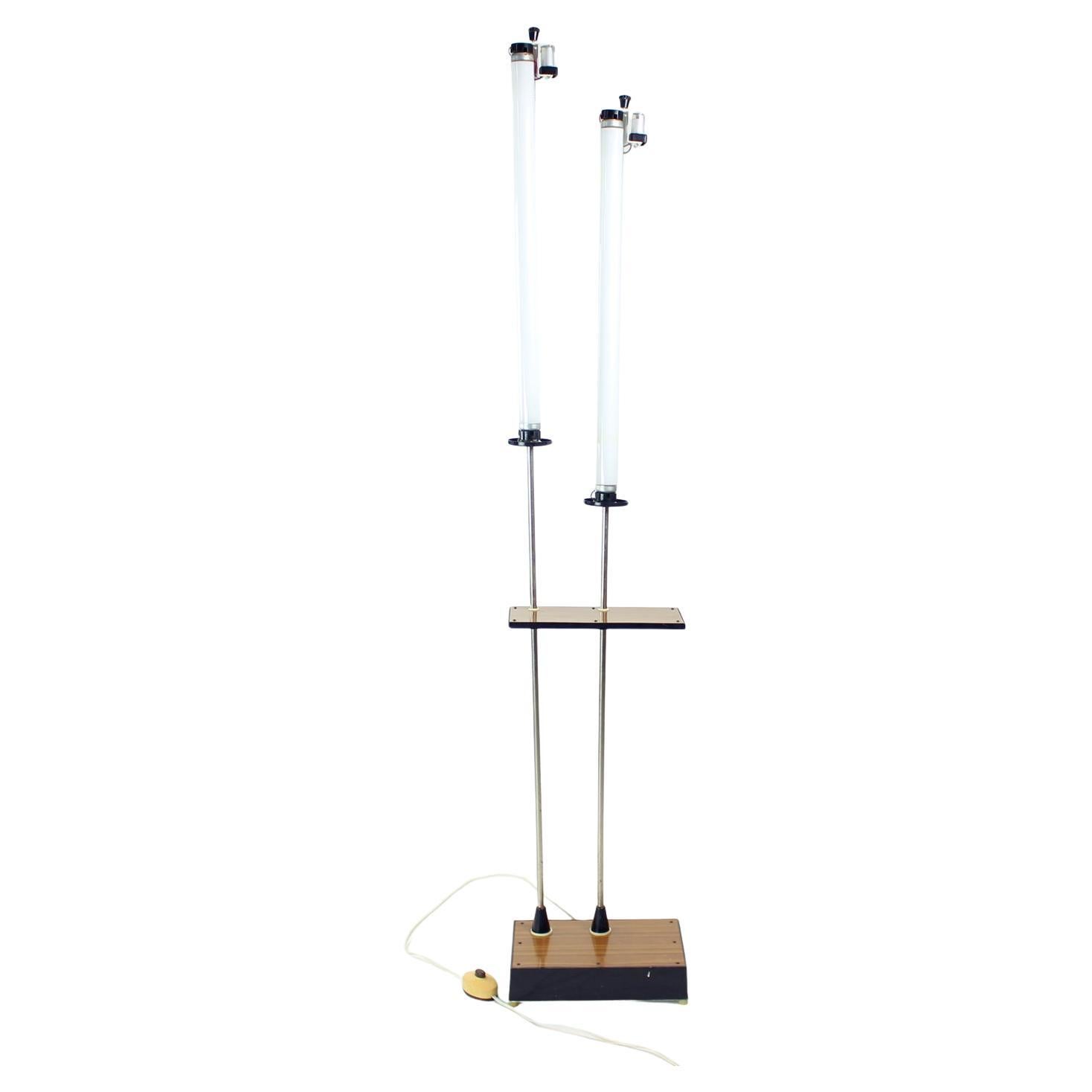Tall Midcentury Freestanding Light With Neon Lights, Soviet Russian Circa 1960s