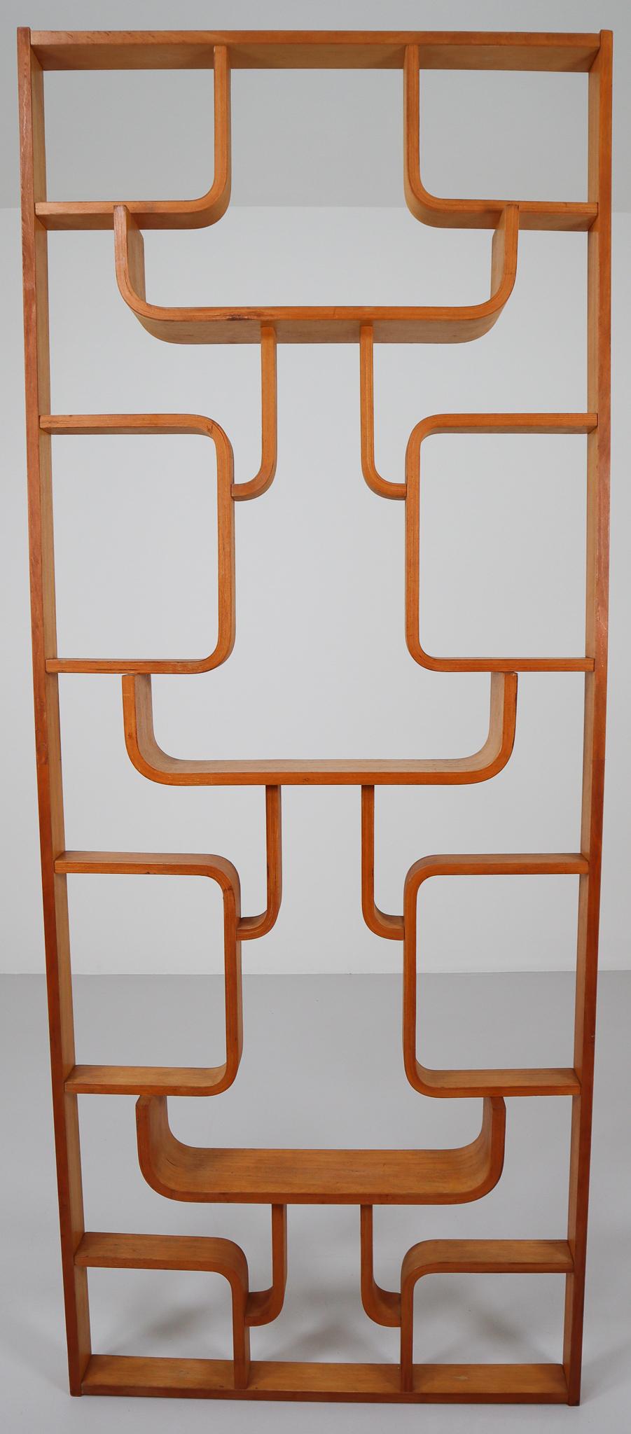 Tall Midcentury Room Divider in Blond Bentwood, circa 1960s 5