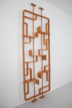 Tall Midcentury Room Divider in Blond Bentwood, circa 1960s