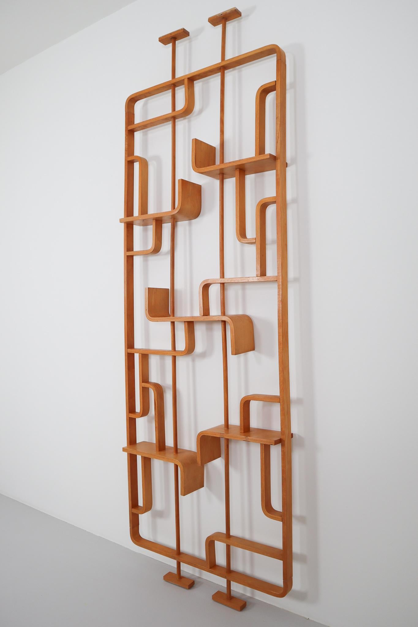 Mid-Century Modern Tall Midcentury Room Divider in Blond Bentwood, circa 1960s