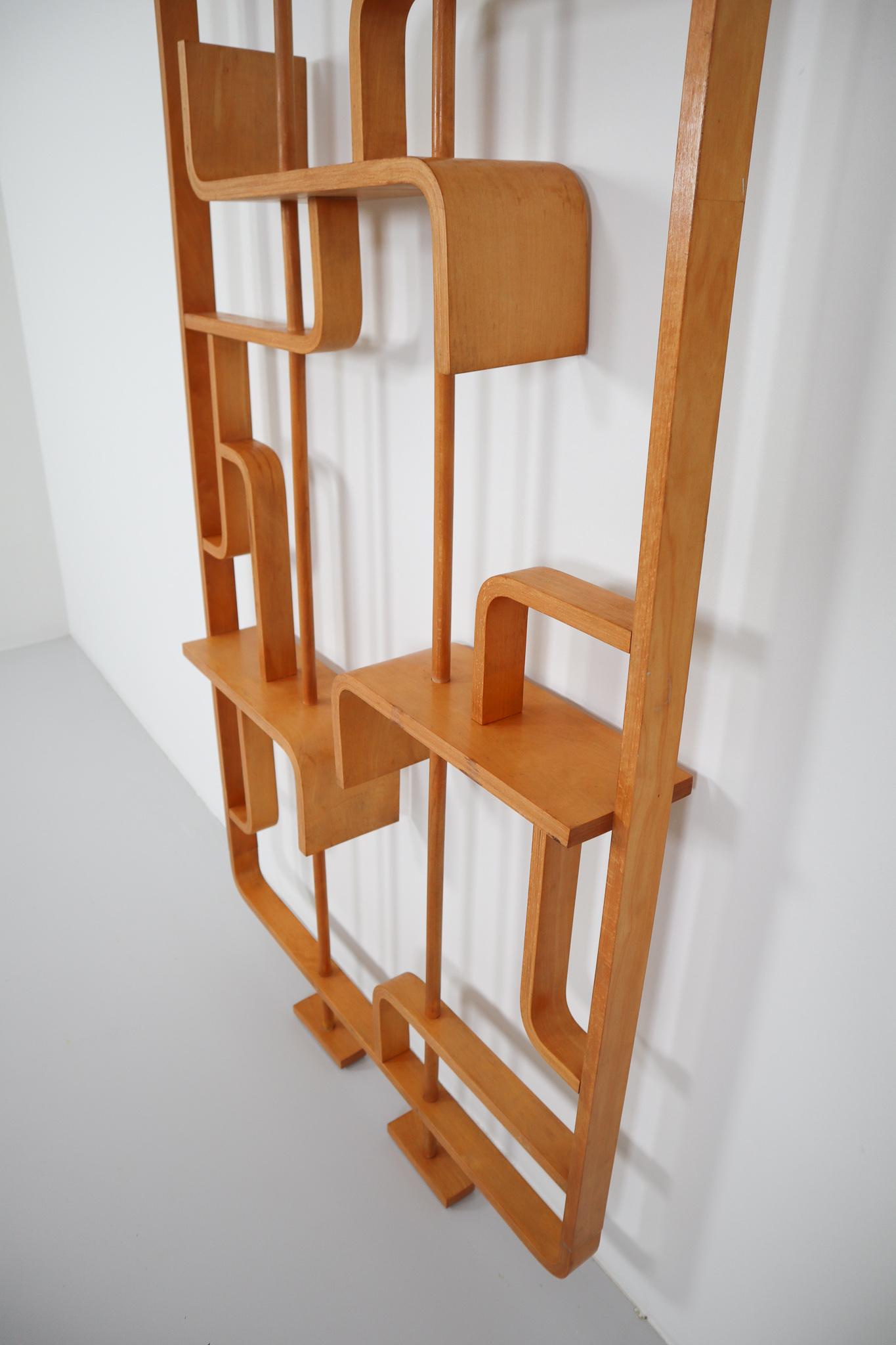 20th Century Tall Midcentury Room Divider in Blond Bentwood, circa 1960s