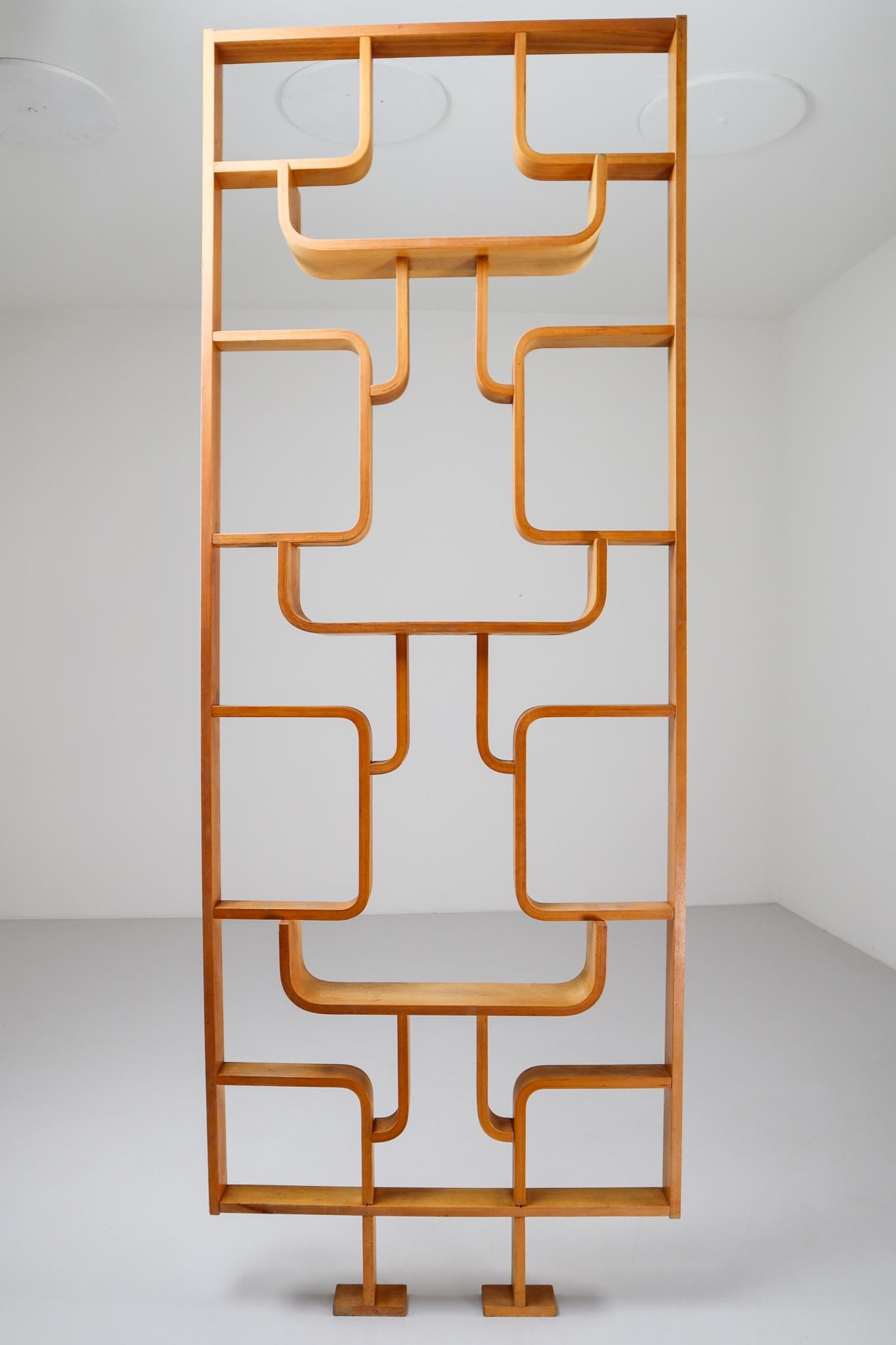 Mid-Century Modern Tall Midcentury Room Divider in Blond Bentwood, Czech Republic, 1960s