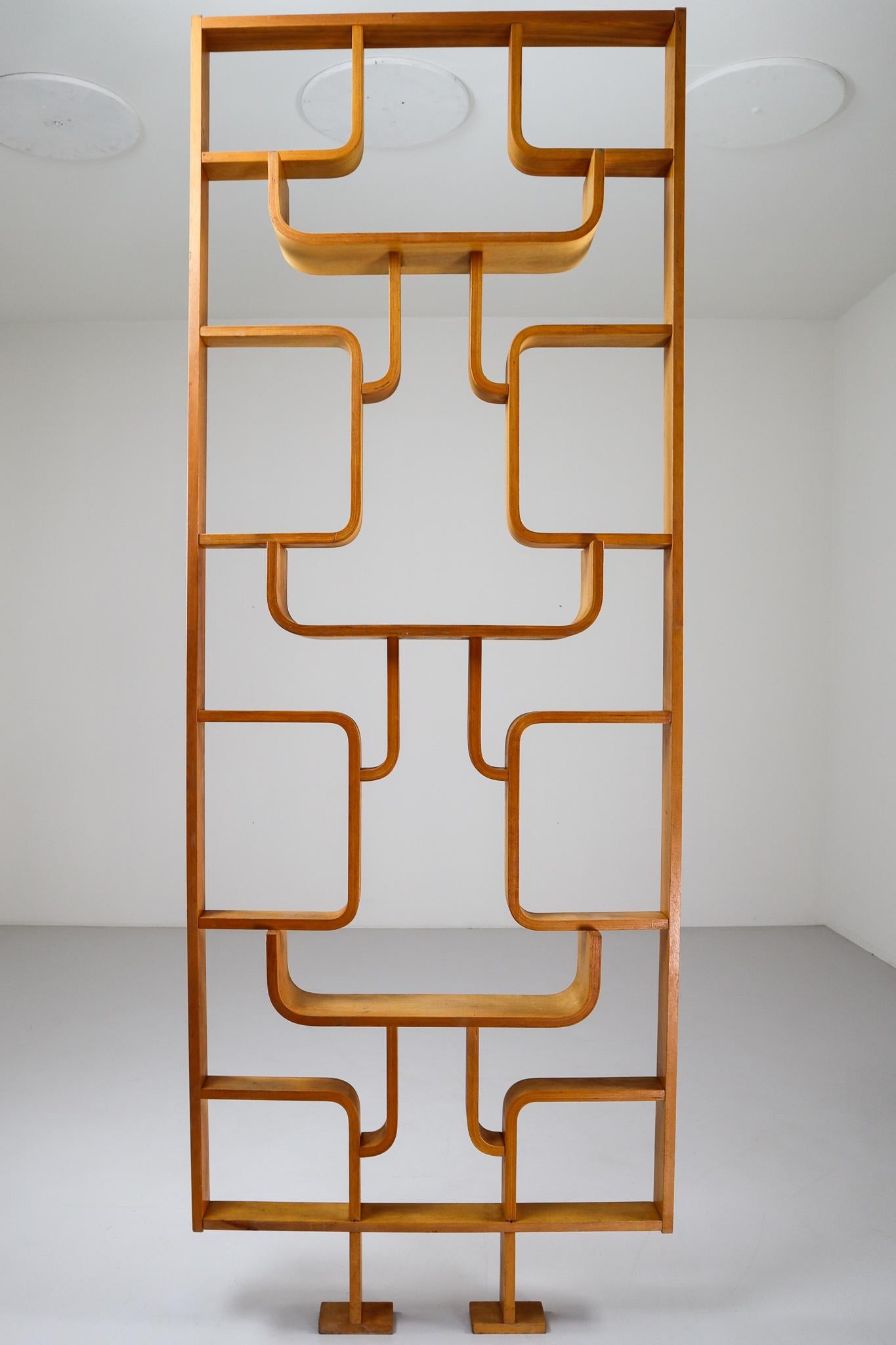 20th Century Tall Midcentury Room Divider in Blond Bentwood, Czech Republic, 1960s