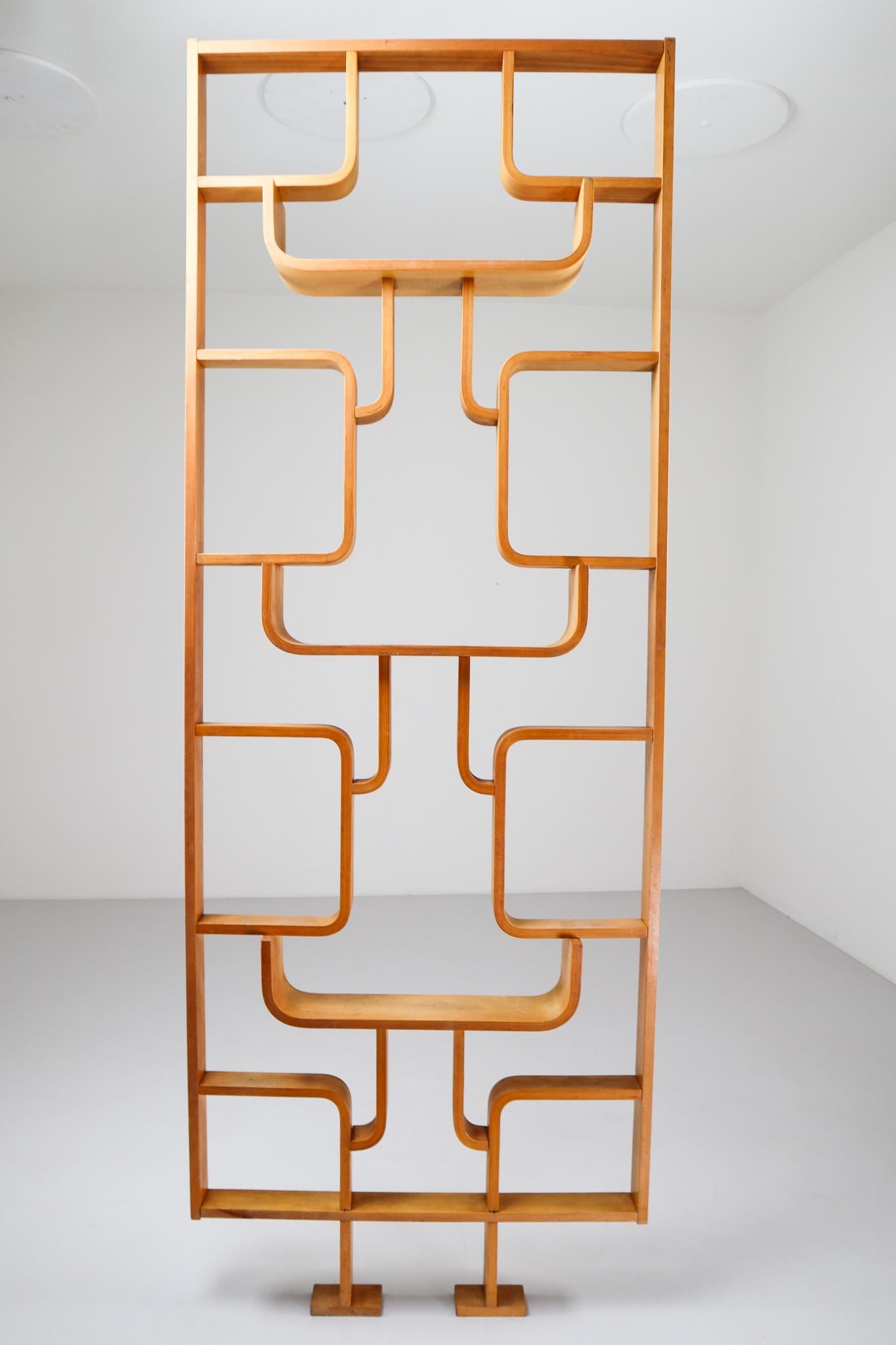 Tall Midcentury Room Divider in Blond Bentwood, Czech Republic, 1960s 1
