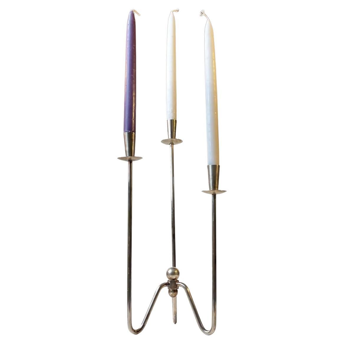 Tall Midcentury Silver Plate Candleholder by Berg of Denmark, 1960s