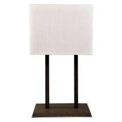 Vintage Tall Midcentury Walnut Base Lamp with Tightly Pleated Shade