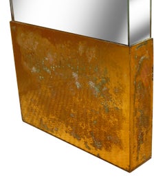 Tall Mirrored Glass Console with Antique Gold Mirror Bases