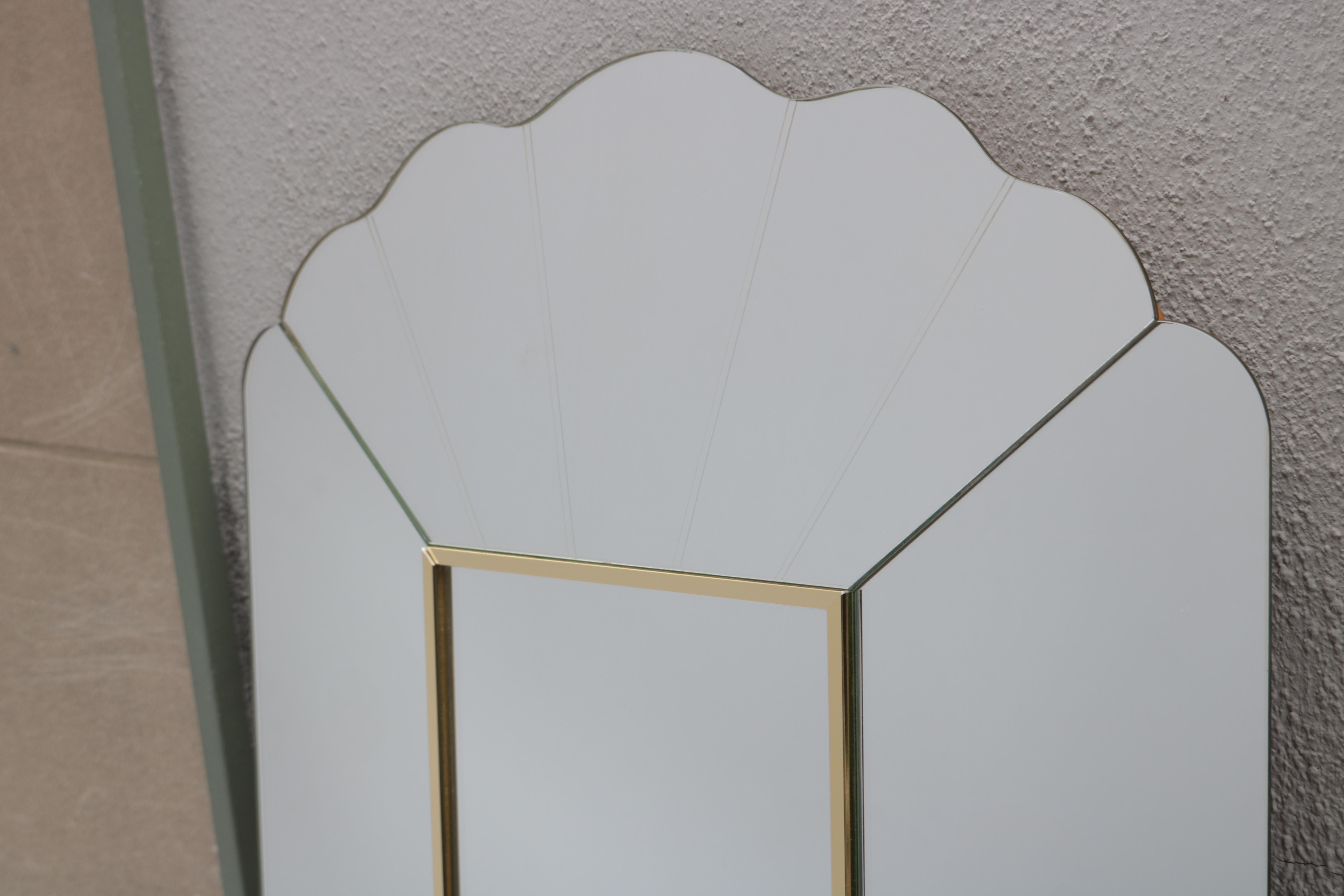 Tall modernist Italian mirror attributed to Willy Rizzo.