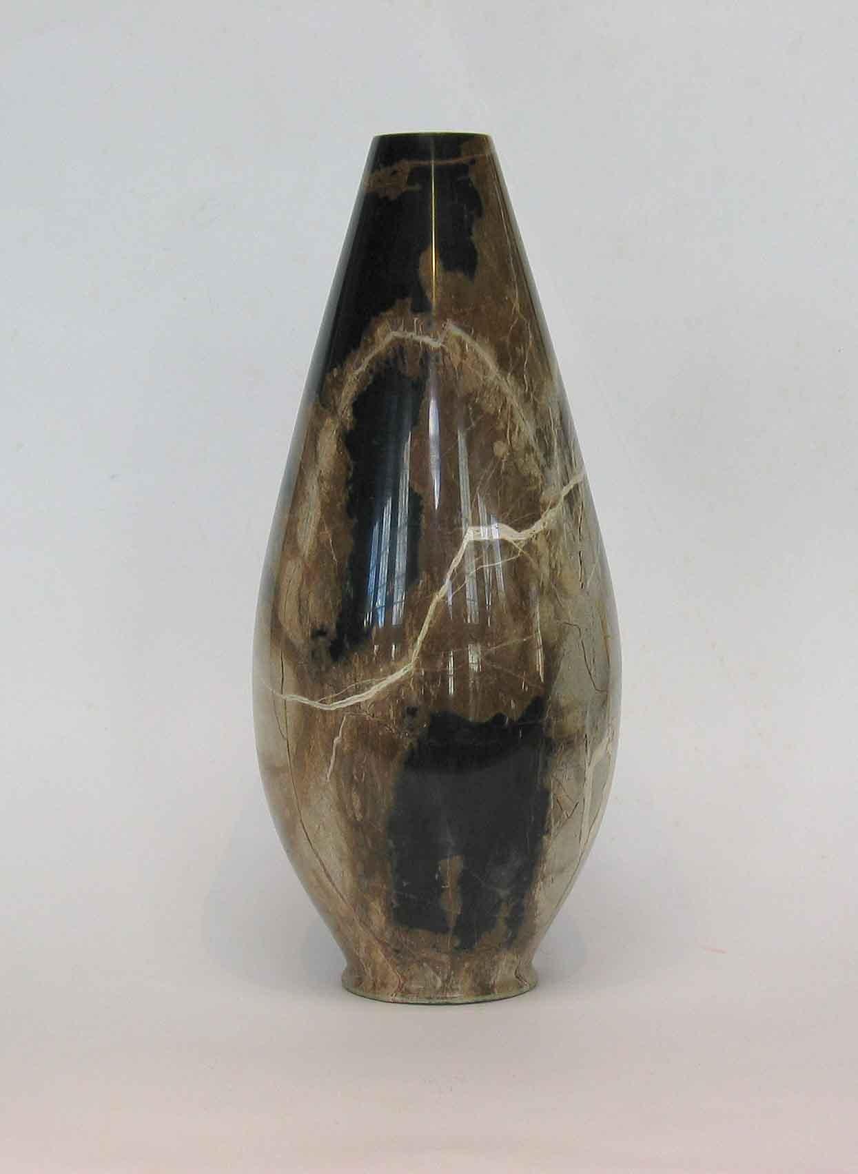 Unknown Tall Modernist Variegated Marble Bullet Shaped Vase, circa 1980