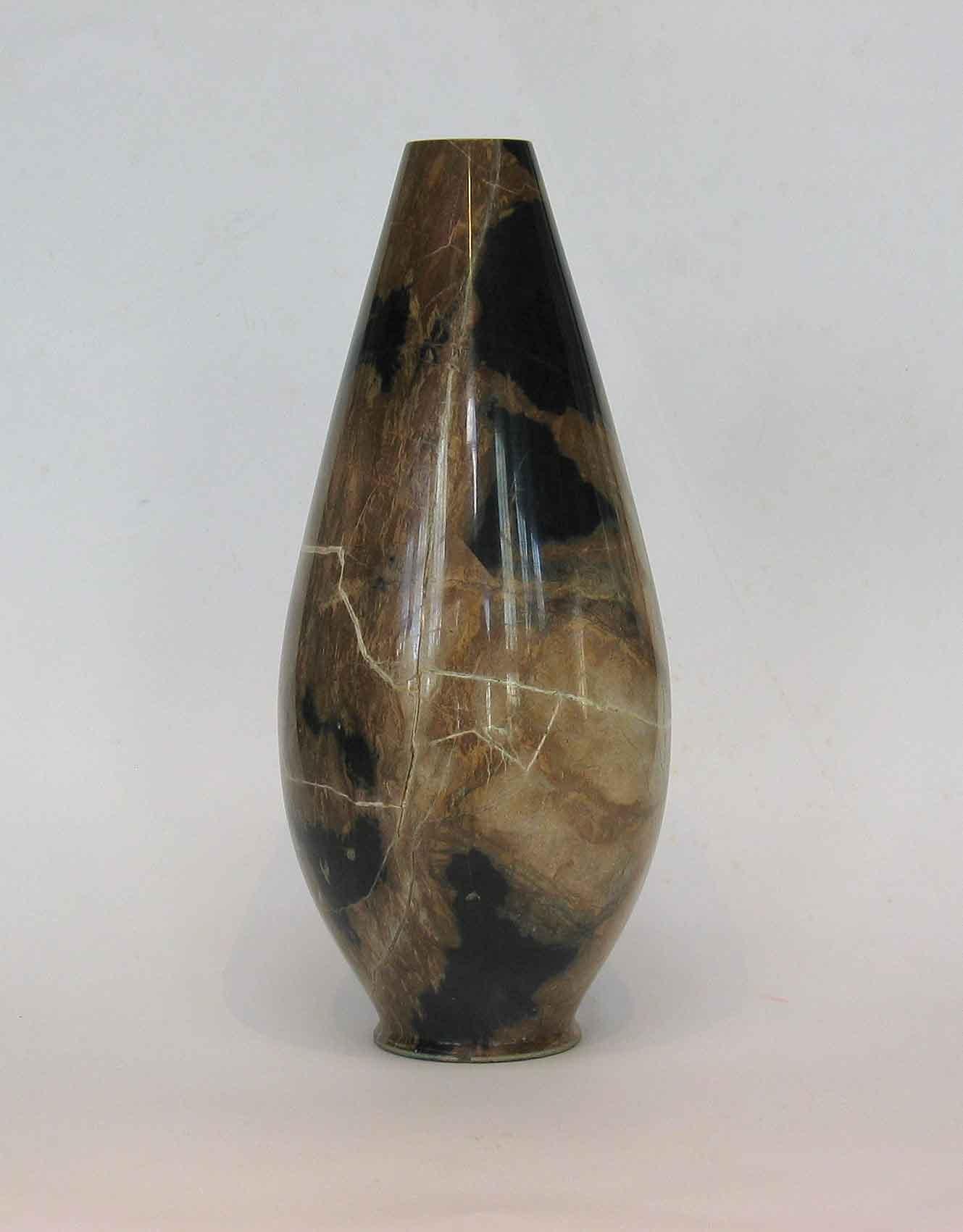 Tall Modernist Variegated Marble Bullet Shaped Vase, circa 1980 2