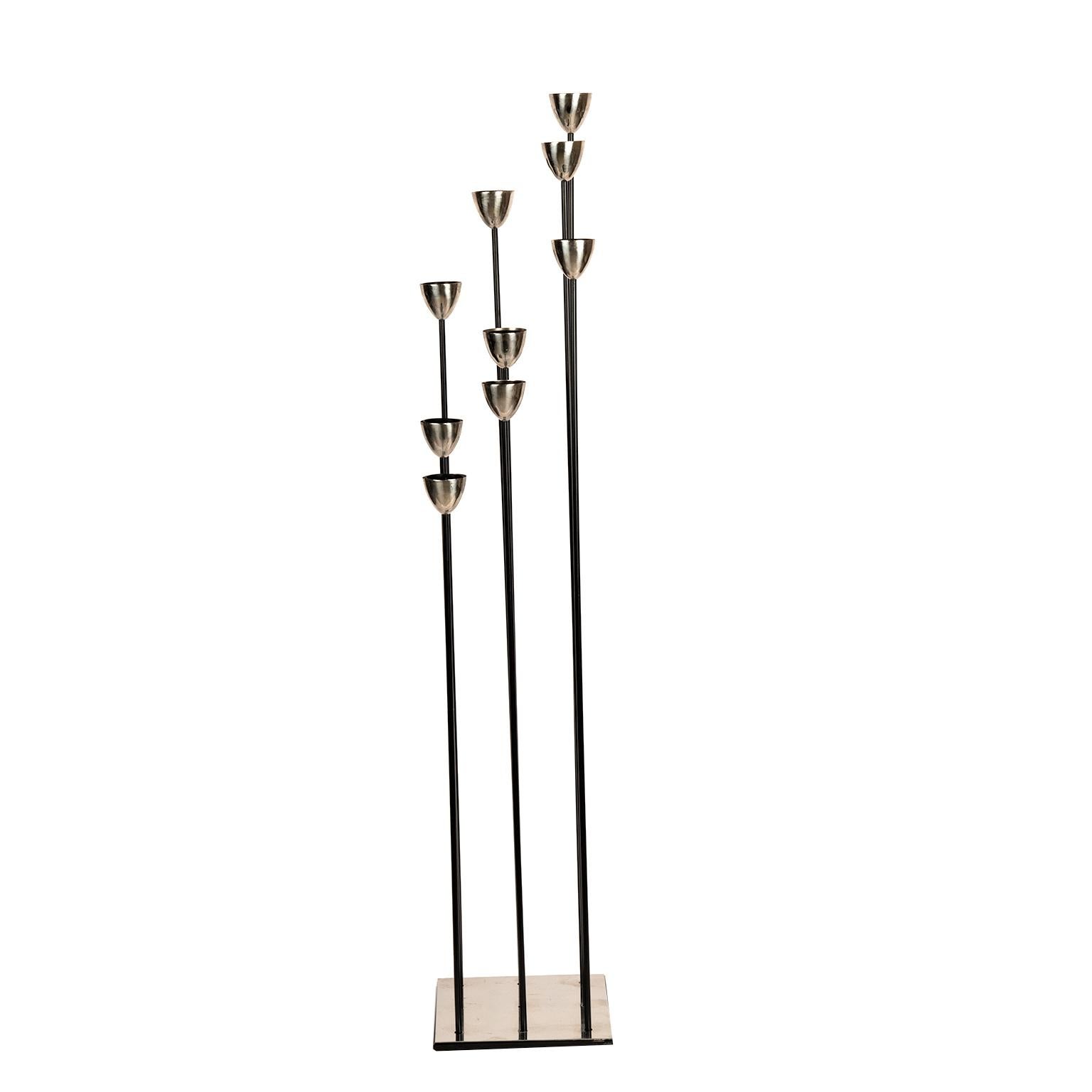 Hand-Crafted Tall Modernistic Candelabra, Harry Bertoia Inspired For Sale