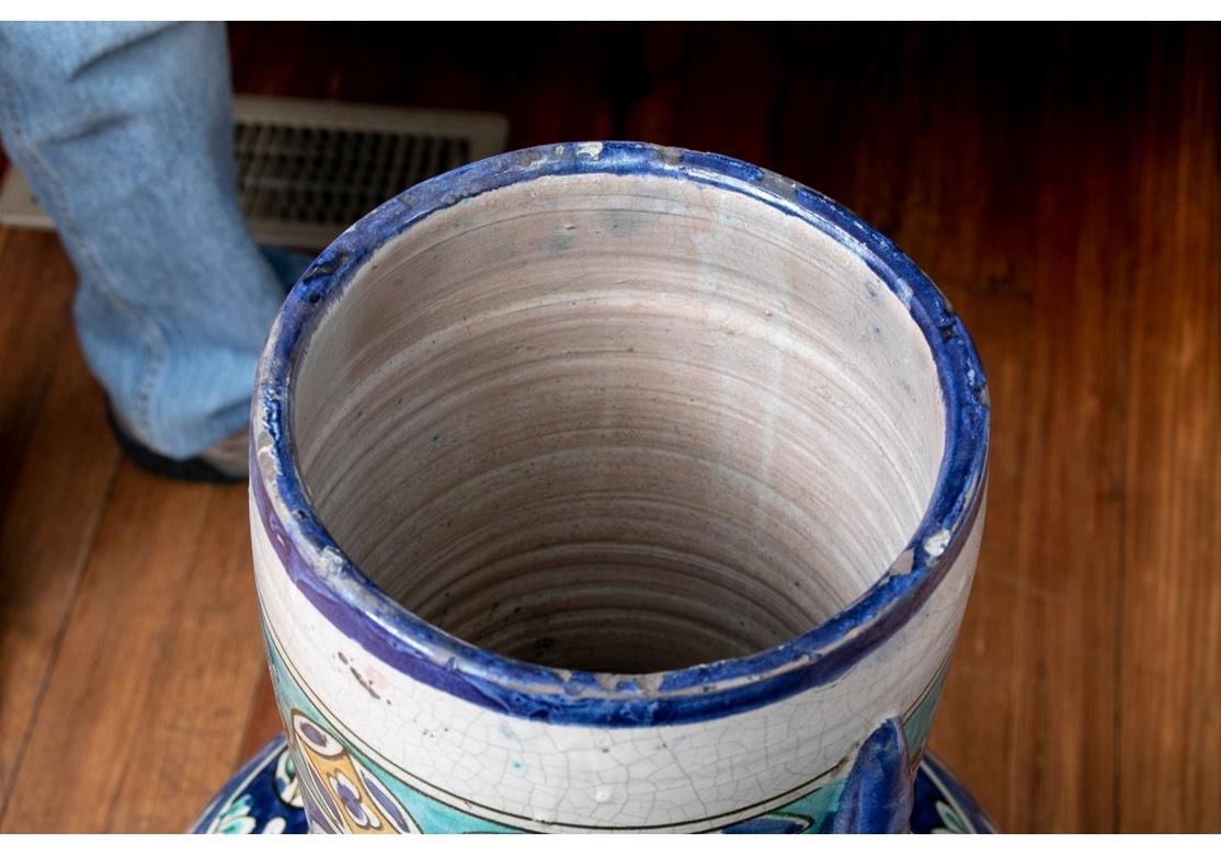 Tall Moroccan Glaze Decorated Ceramic Lidded Jar For Sale 2