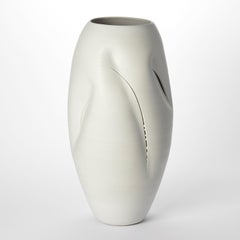 Tall Multi-Slashed Form No 120, white ceramic vase by Nicholas Arroyave-Portela