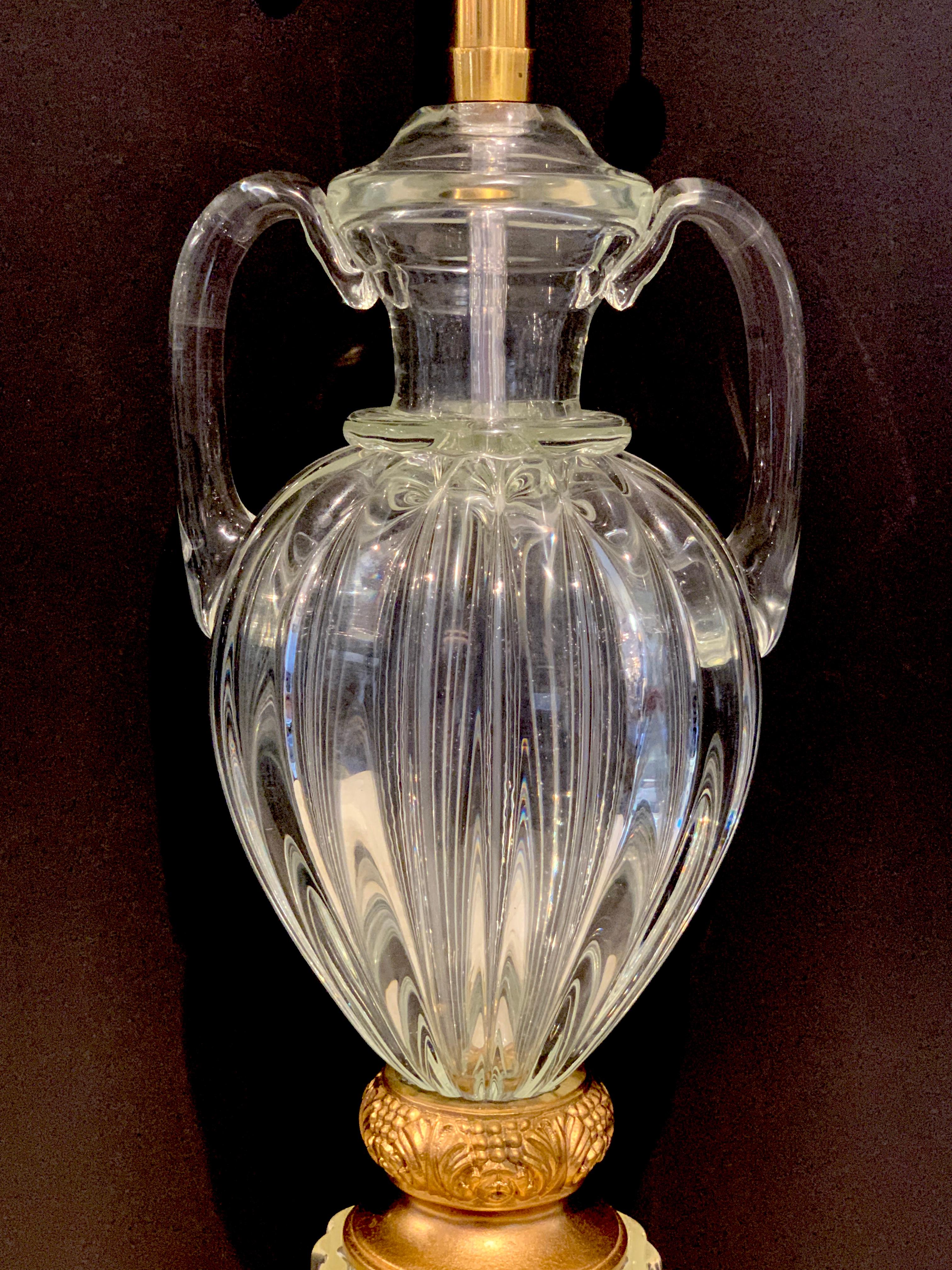 Italian Tall Murano Glass Amphora Lamp by Marbro