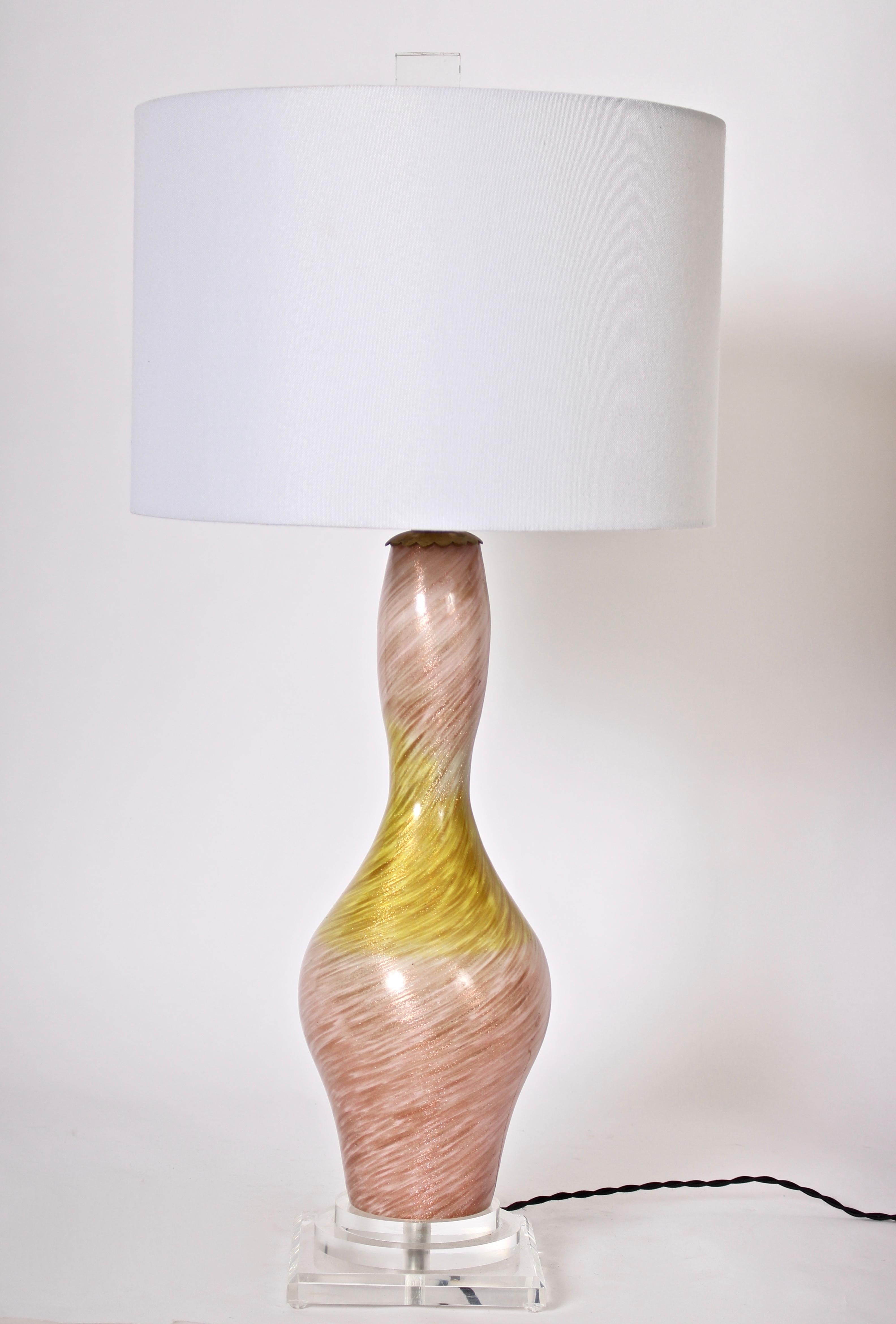 Tall Murano Glass Pink & Gold 