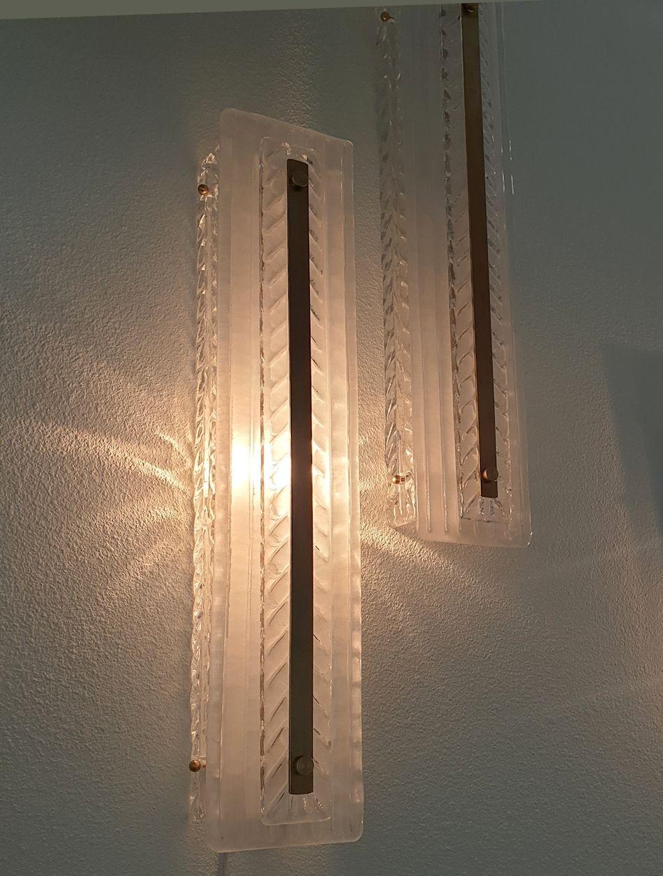 Mid-Century Modern Mid Century Tall Murano Glass Sconces, a Pair For Sale