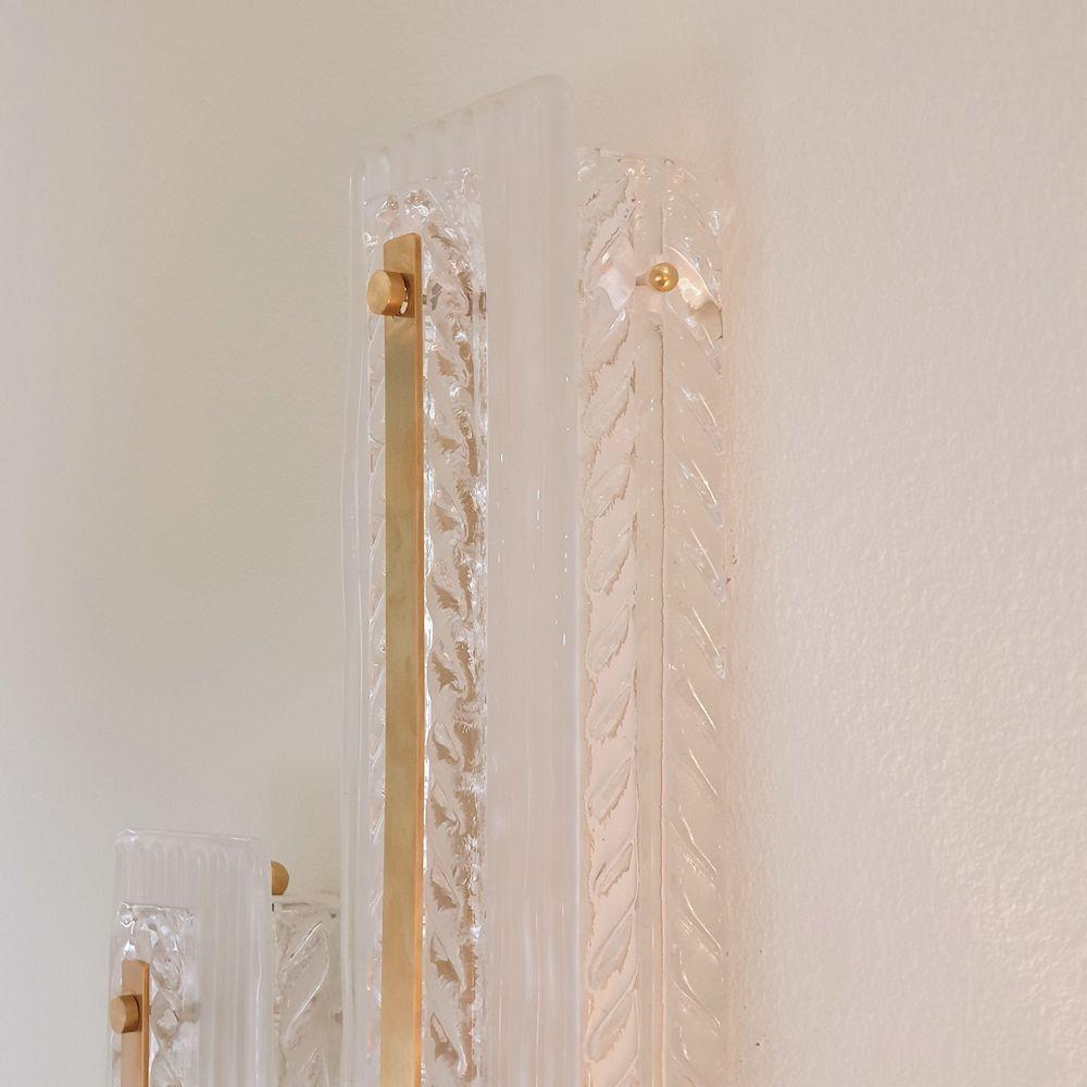 Mid Century Tall Murano Glass Sconces, a Pair For Sale 2