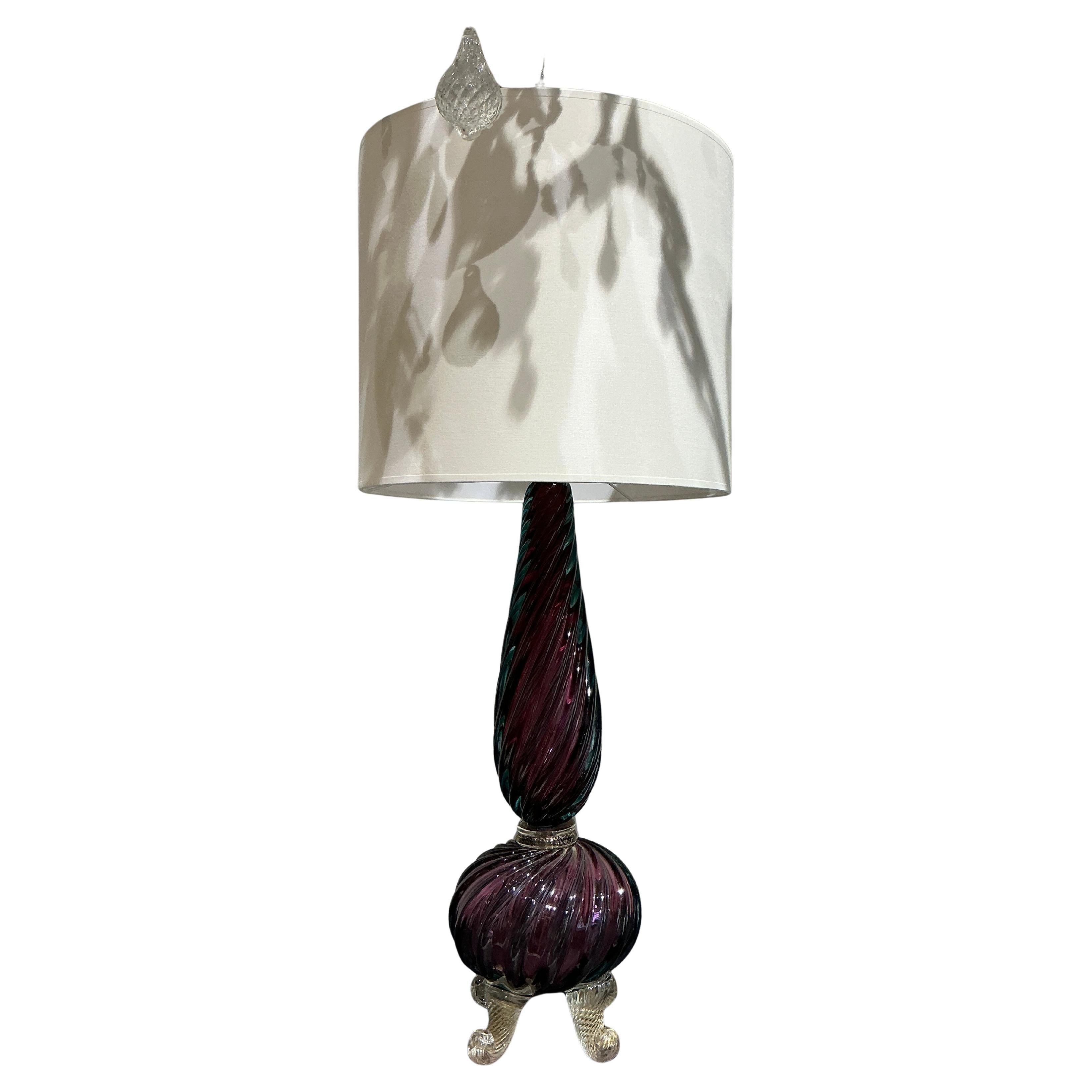 Tall Murano glass table lamp attributed to Seguso circa 1940