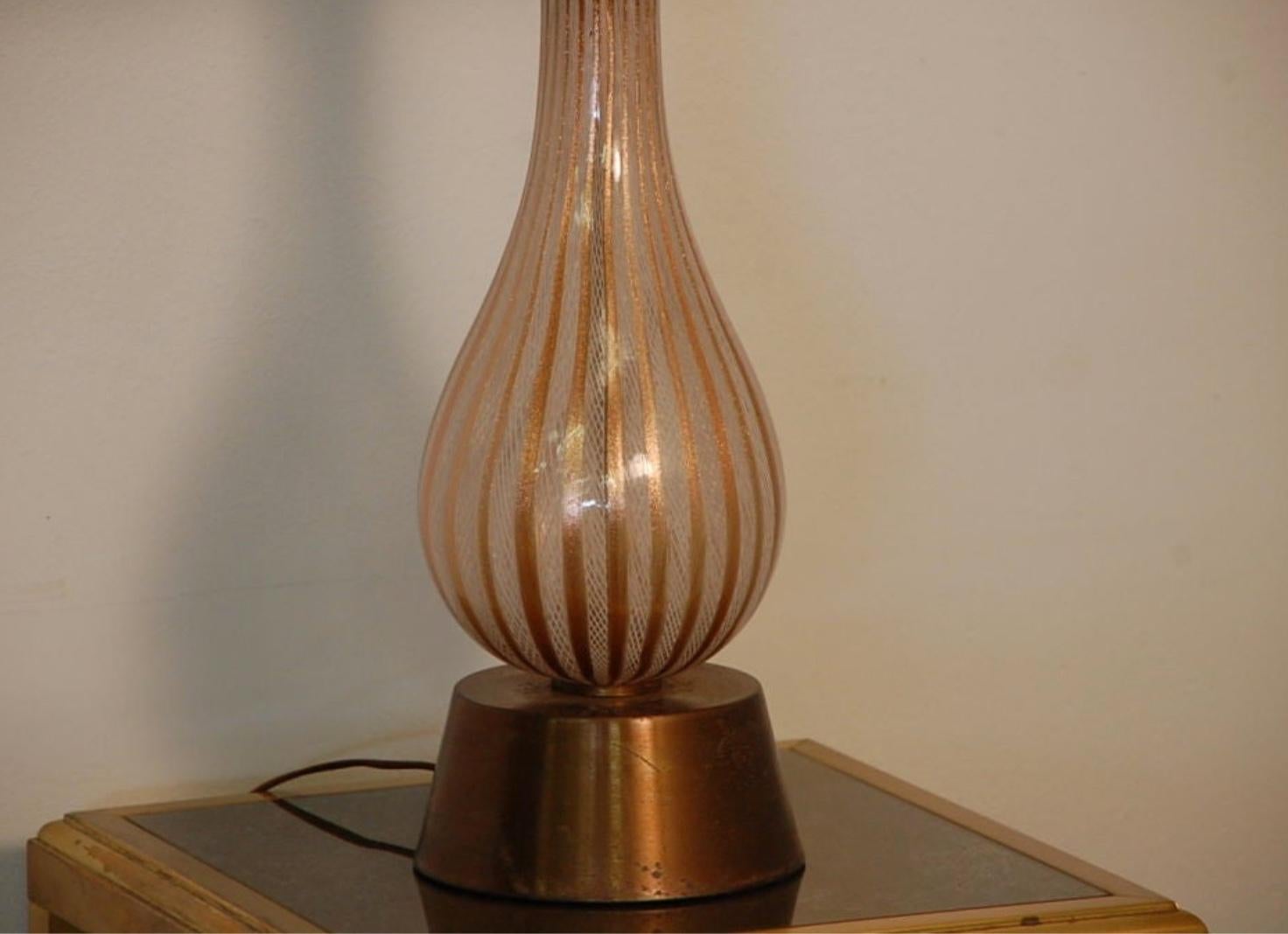Moderne Grande lampe de bureau en verre de Murano de Dino Martens pour Aureliano Toso en vente