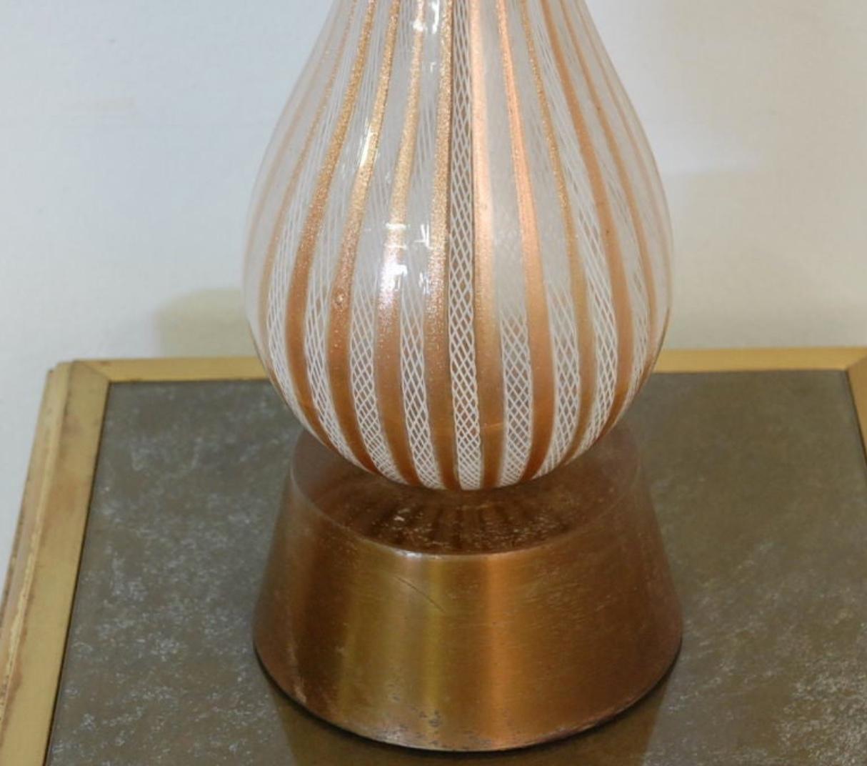 Patinated Tall Murano Glass Table Lamp by Dino Martens for Aureliano Toso For Sale