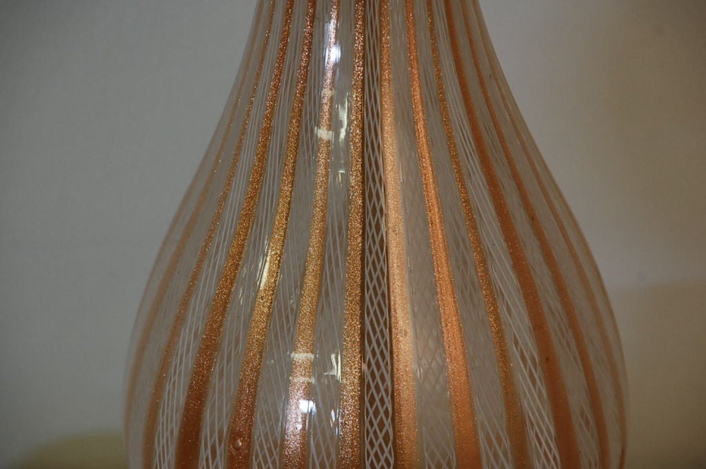 Patinated Tall Murano Glass Table Lamp by Dino Martens for Aureliano Toso For Sale
