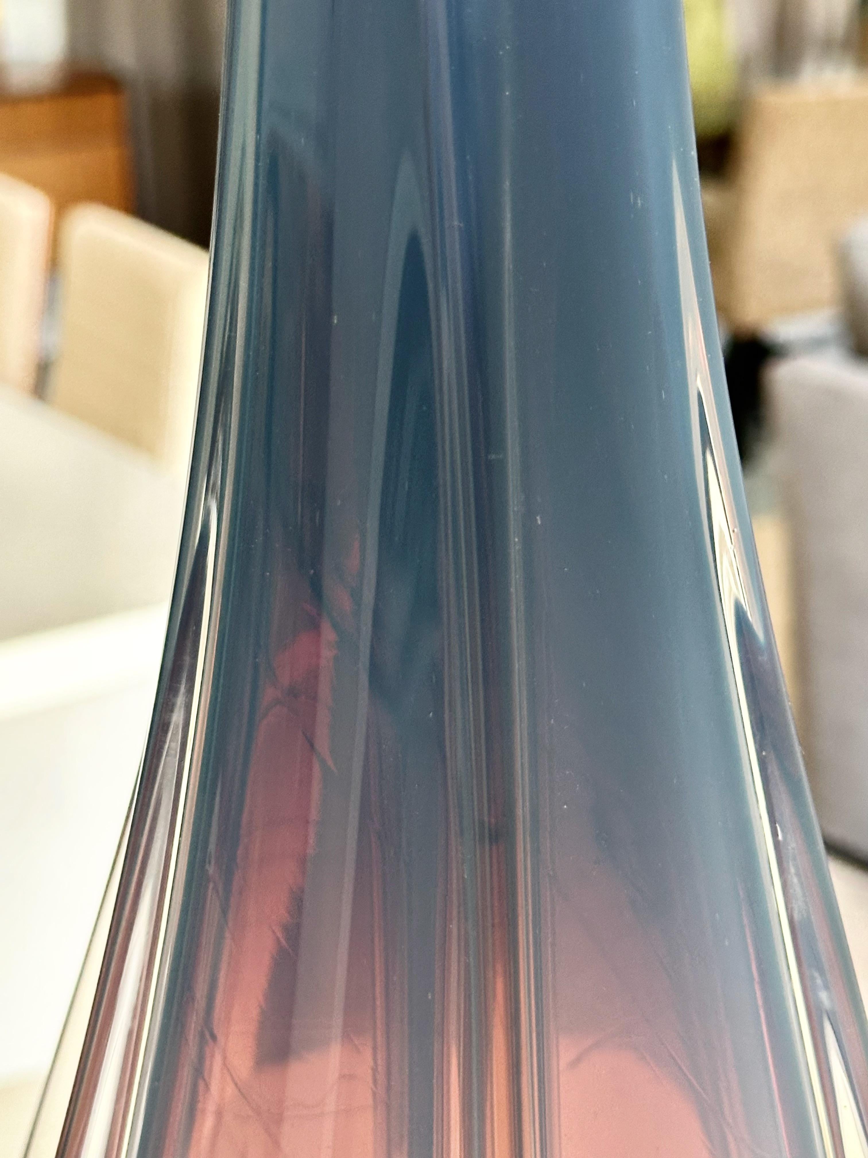 Tall Murano Italian Blue Winged Opalescent Table Lamp For Sale 8
