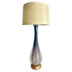 Tall Murano Italian Blue Winged Opalescent Table Lamp
