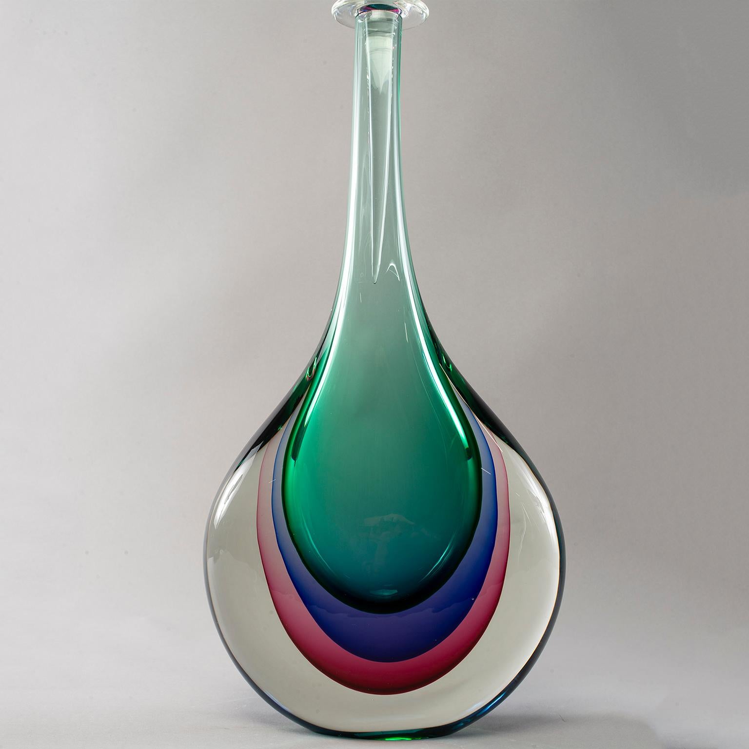 Italian Tall Murano Sommerso Glass Perfume Bottle