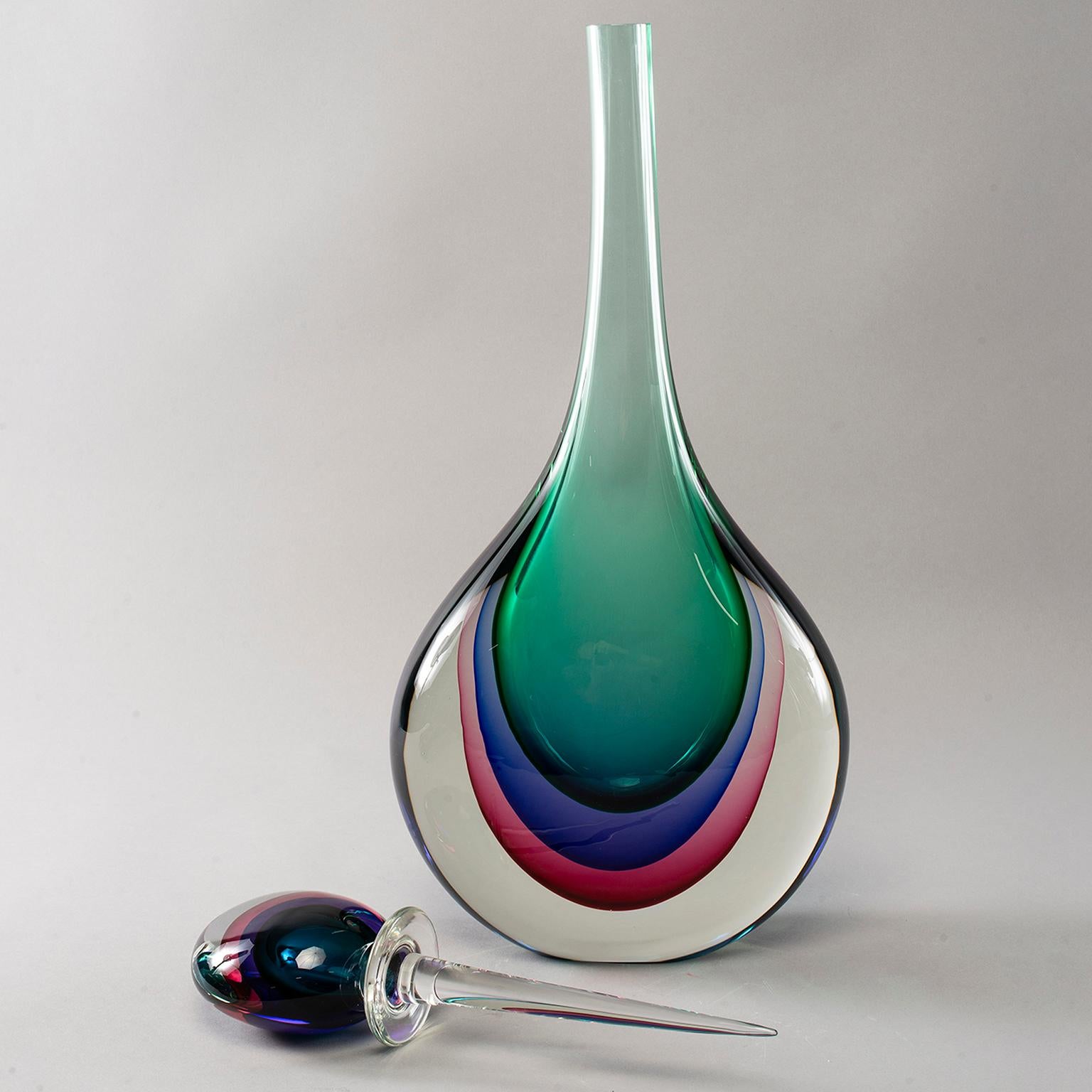 Contemporary Tall Murano Sommerso Glass Perfume Bottle