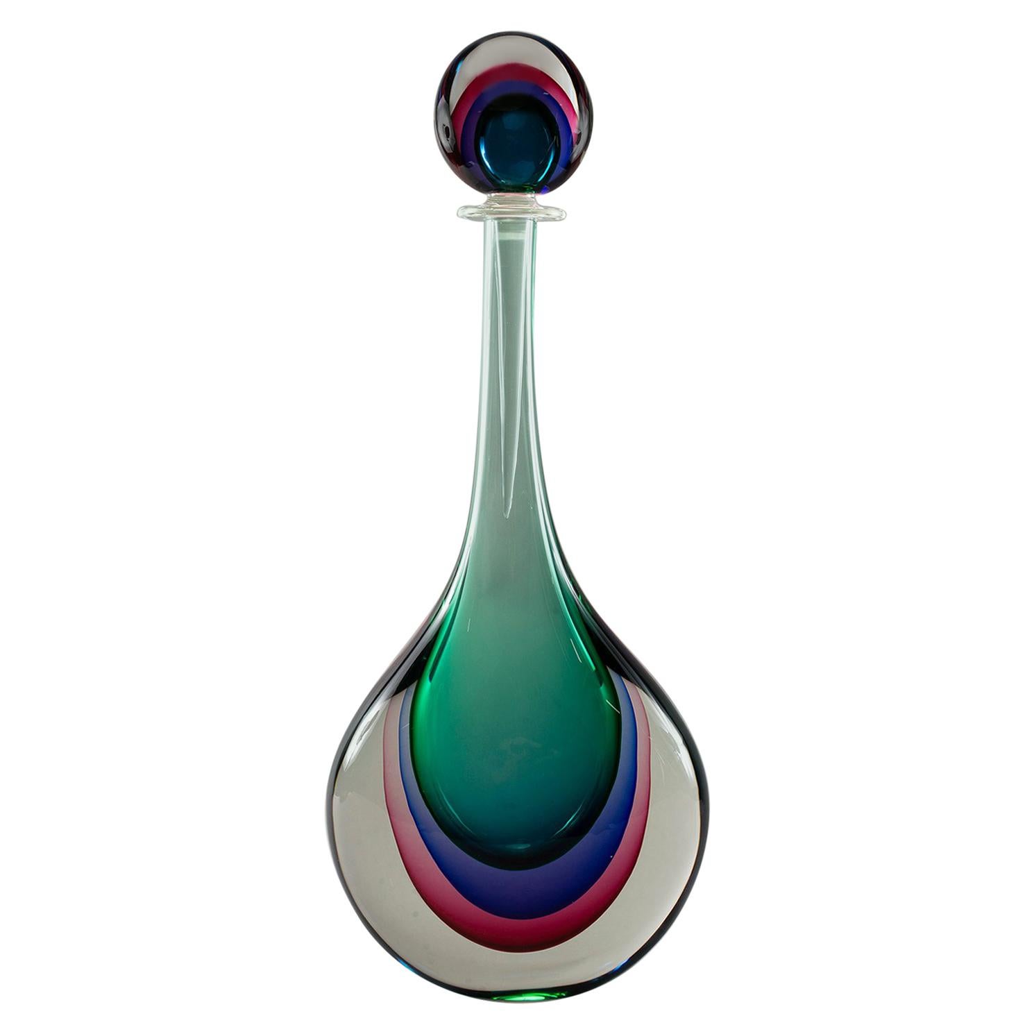Tall Murano Sommerso Glass Perfume Bottle