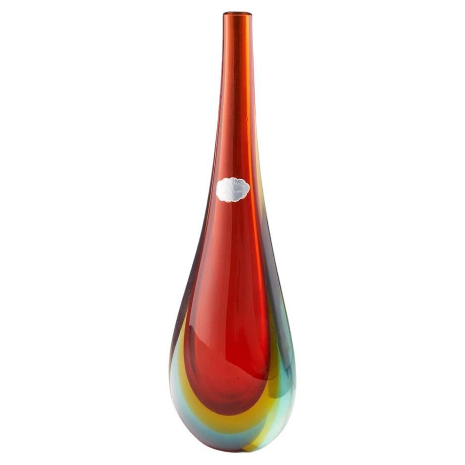 Cenedese Pair of Vintage Italian Red Murano Glass Bowls or Vases, circa 1967 For Sale at 1stDibs