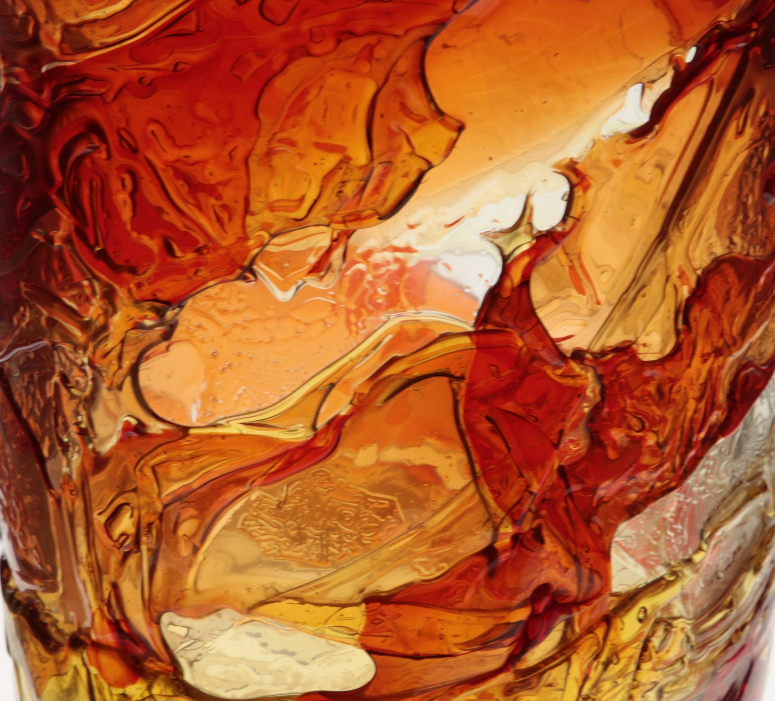 Tall Murano Vase with Hot Glass Colors Applied in the Manner of Gae Aulenti 10
