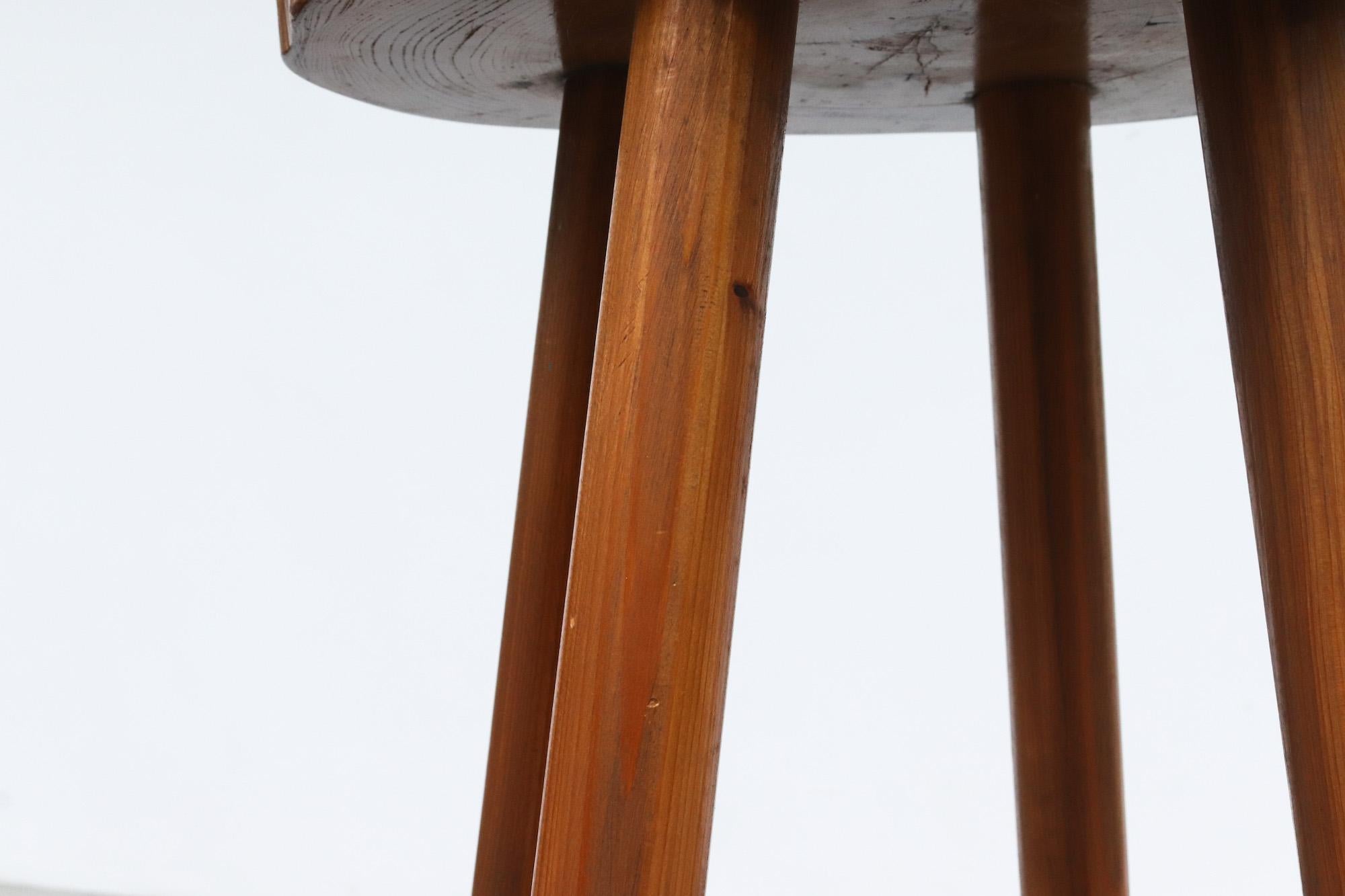 Tall Nakashima Inspired Bar Stool with Tree Trunk Slice Live Edge Top For Sale 3