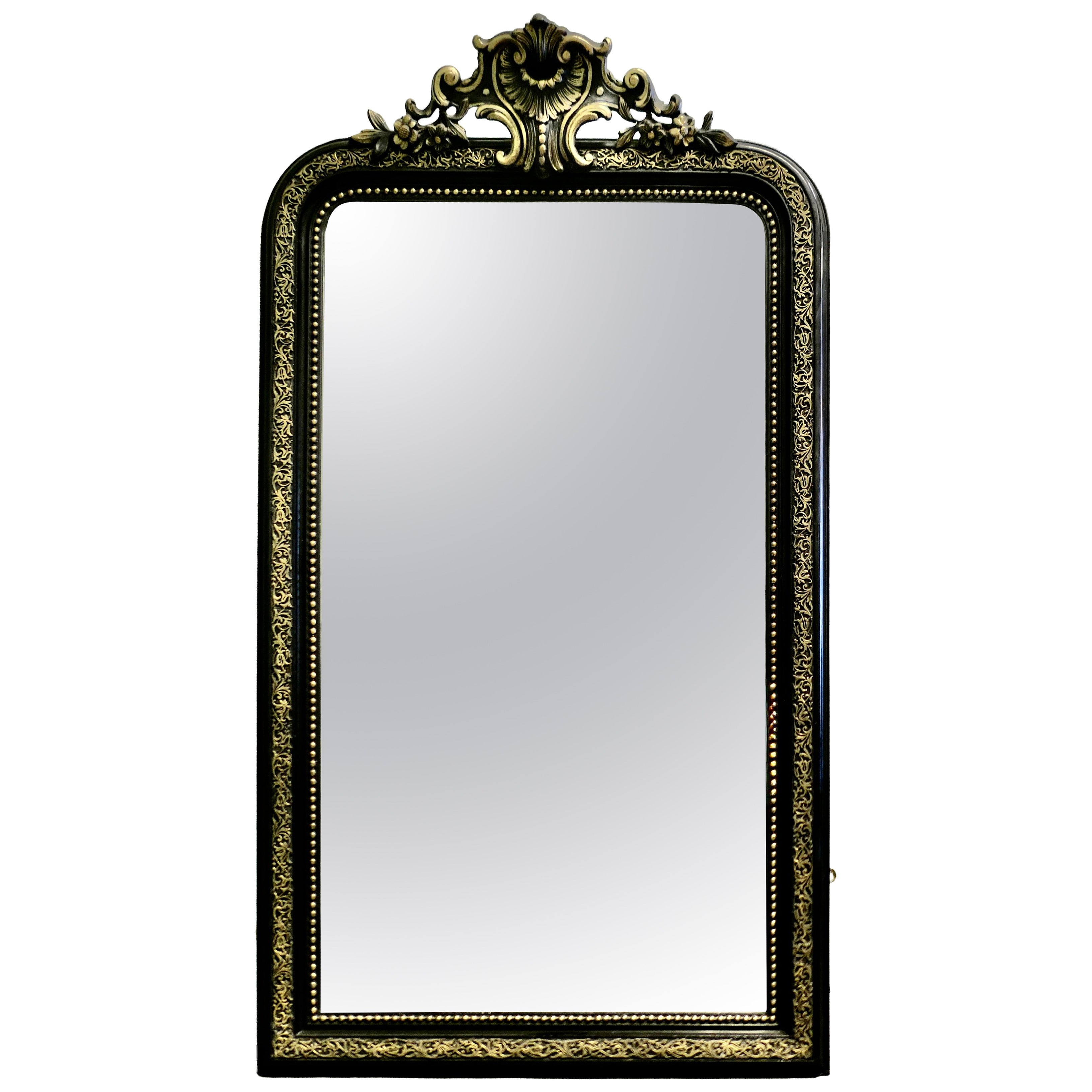 Tall Napoleon III Black Gold Pier Mirror This is a stunning Mirror